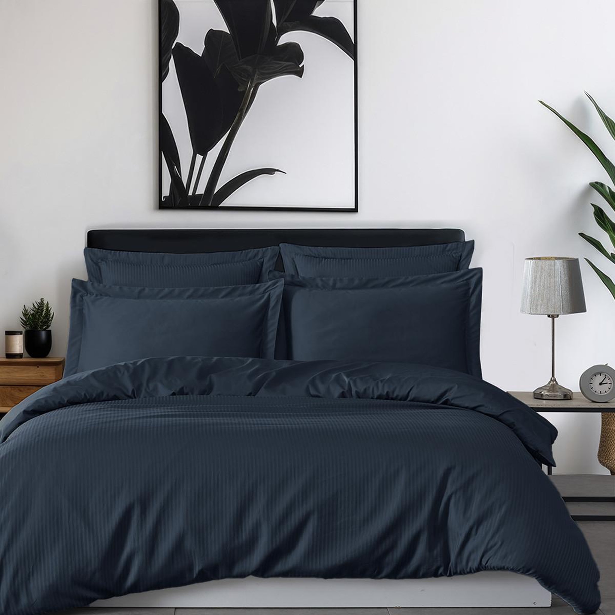 Voir la diapositive 5 : Sensei Maison Parure housse de couette rayée satin + 2 taies 50x70 cm VERSALUXE