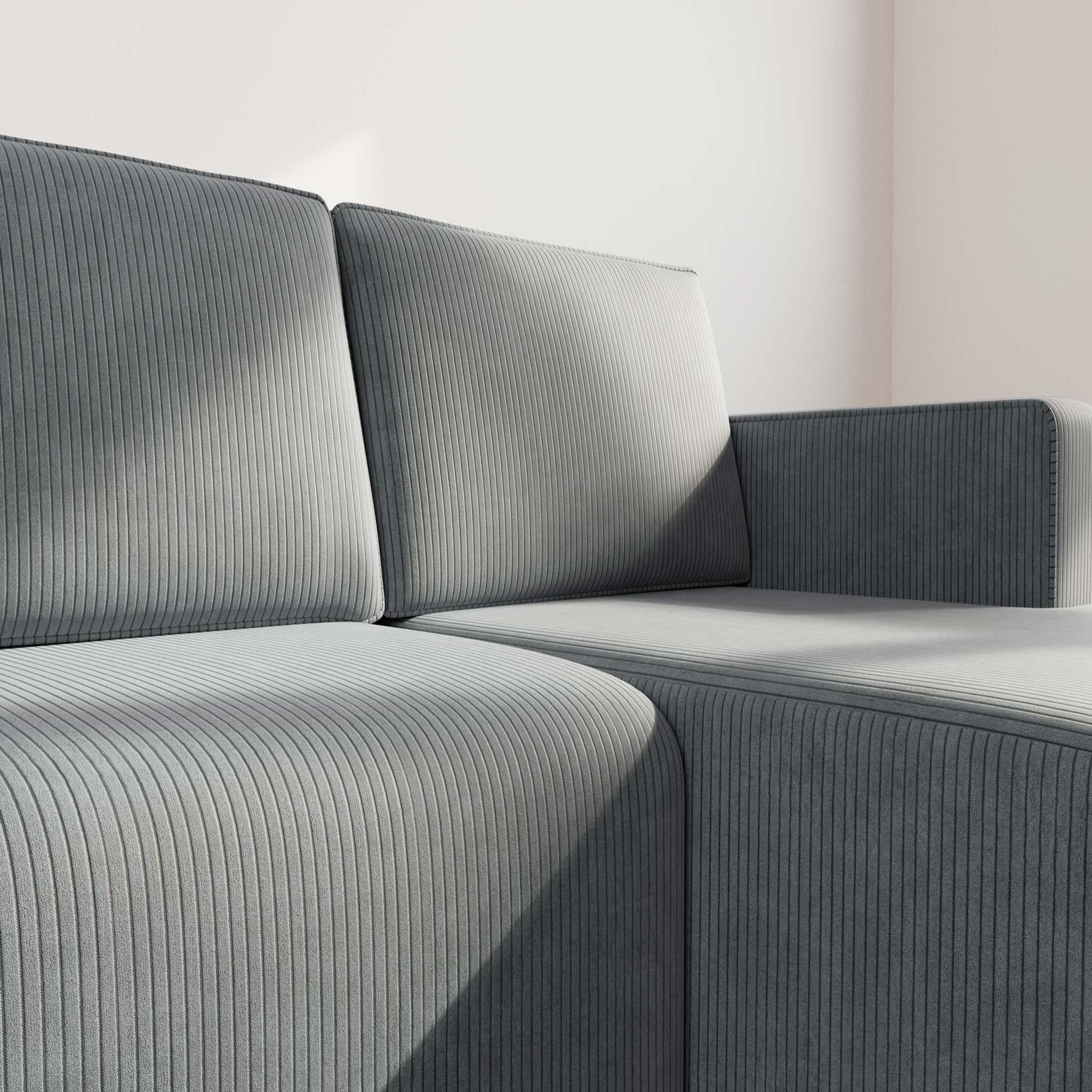 Voir la diapositive 4 : BEST MOBILIER Topaze - canapé d'angle droit 4 places convertible avec coffre en velours côtelé