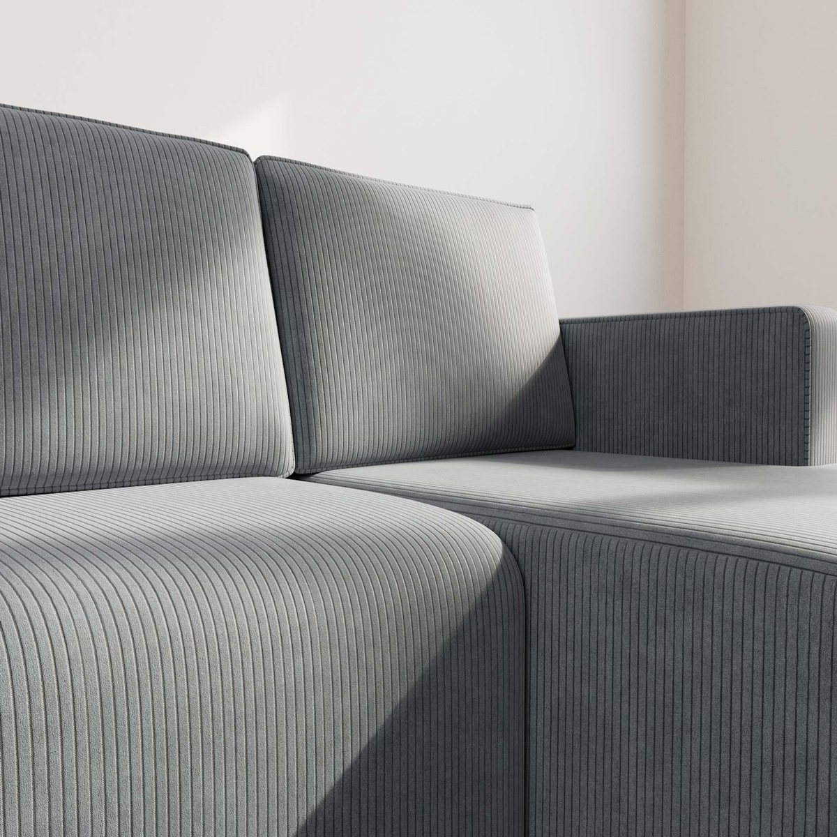 BEST MOBILIER Topaze - canapé d'angle droit 4 places convertible avec coffre en velours côtelé