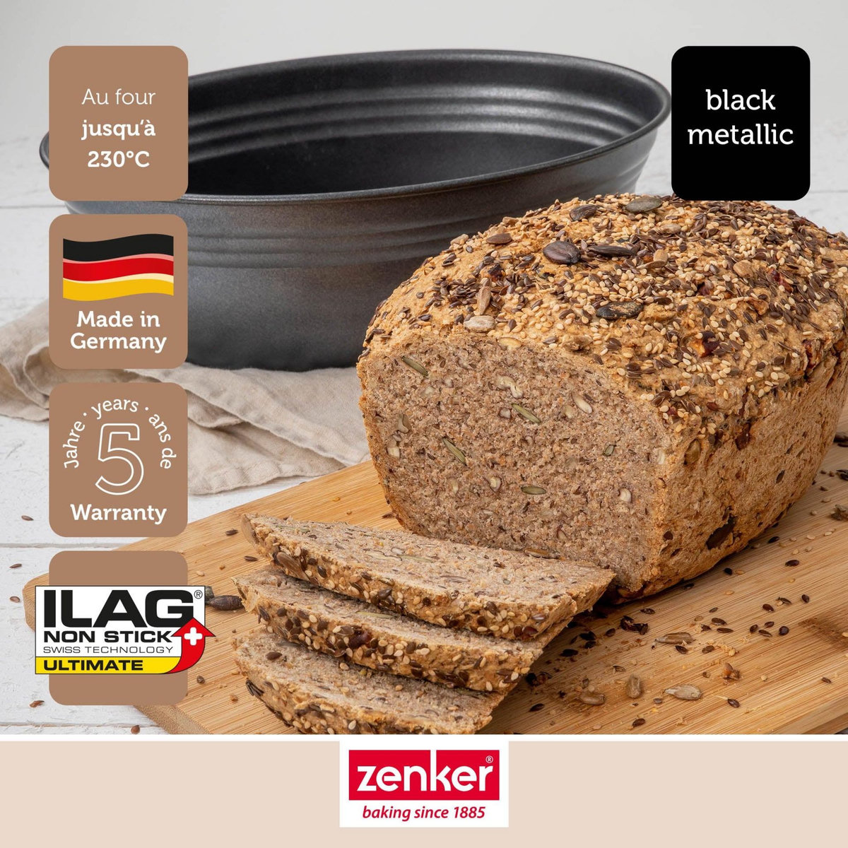 ZENKER Moule à pain ovale 26 x 16 cm Zenker Black Metallic