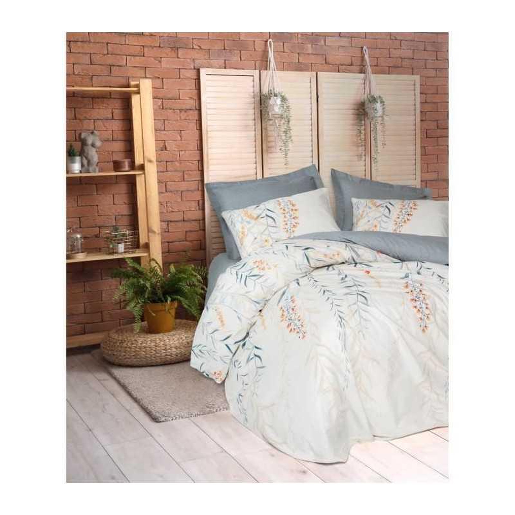 GENERIQUE Parure de lit - 129CTN64844 - 1 housse de couette 220 x 240 cm + 2 taies d'oreiller 60 x 60 cm - 100% coton ranforcé - Bleu
