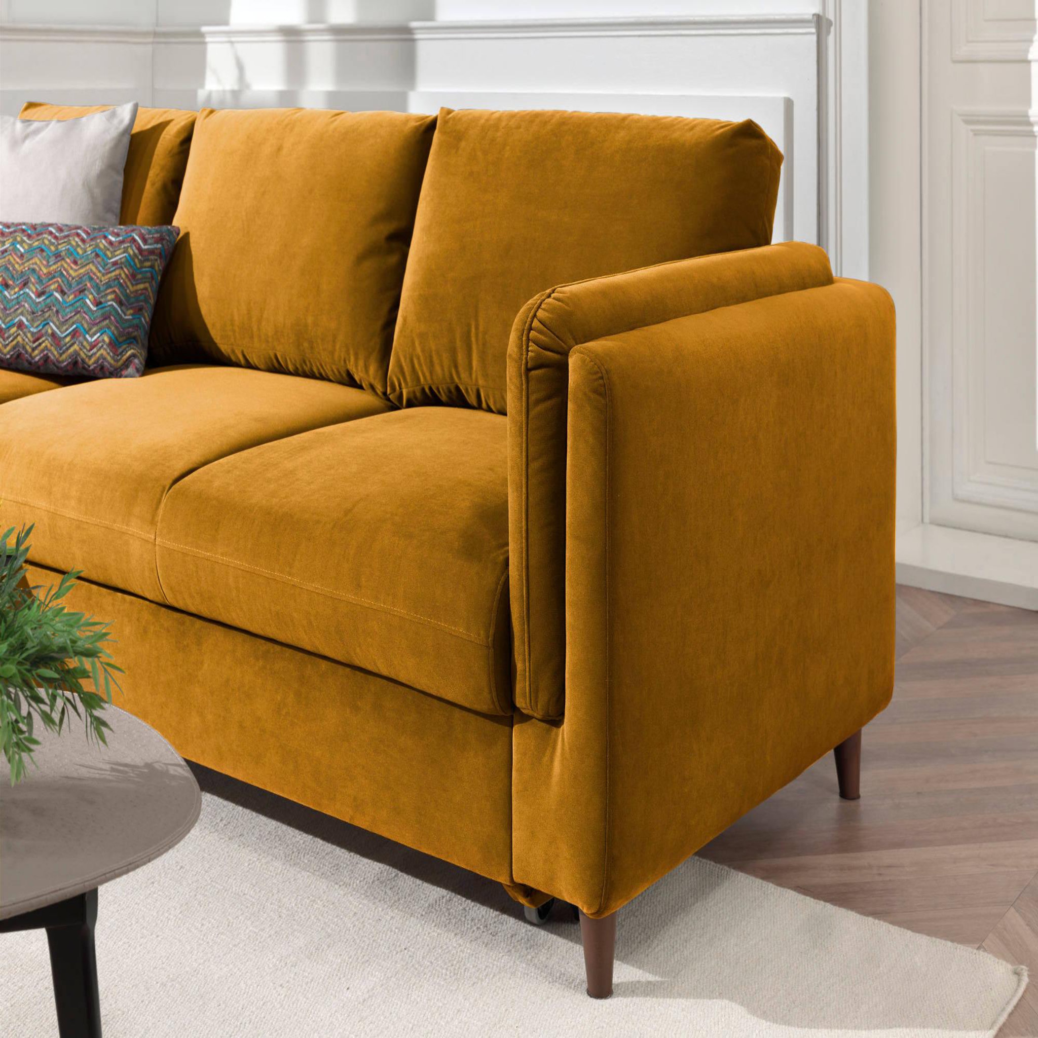 Voir la diapositive 5 : BEST MOBILIER Brooke - canapé d'angle gauche - convertible avec coffre - 4 places - en velours