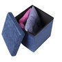 Voir la diapositive 4 : TOILINUX Pouf de rangement pliable Kube en velours - Bleu