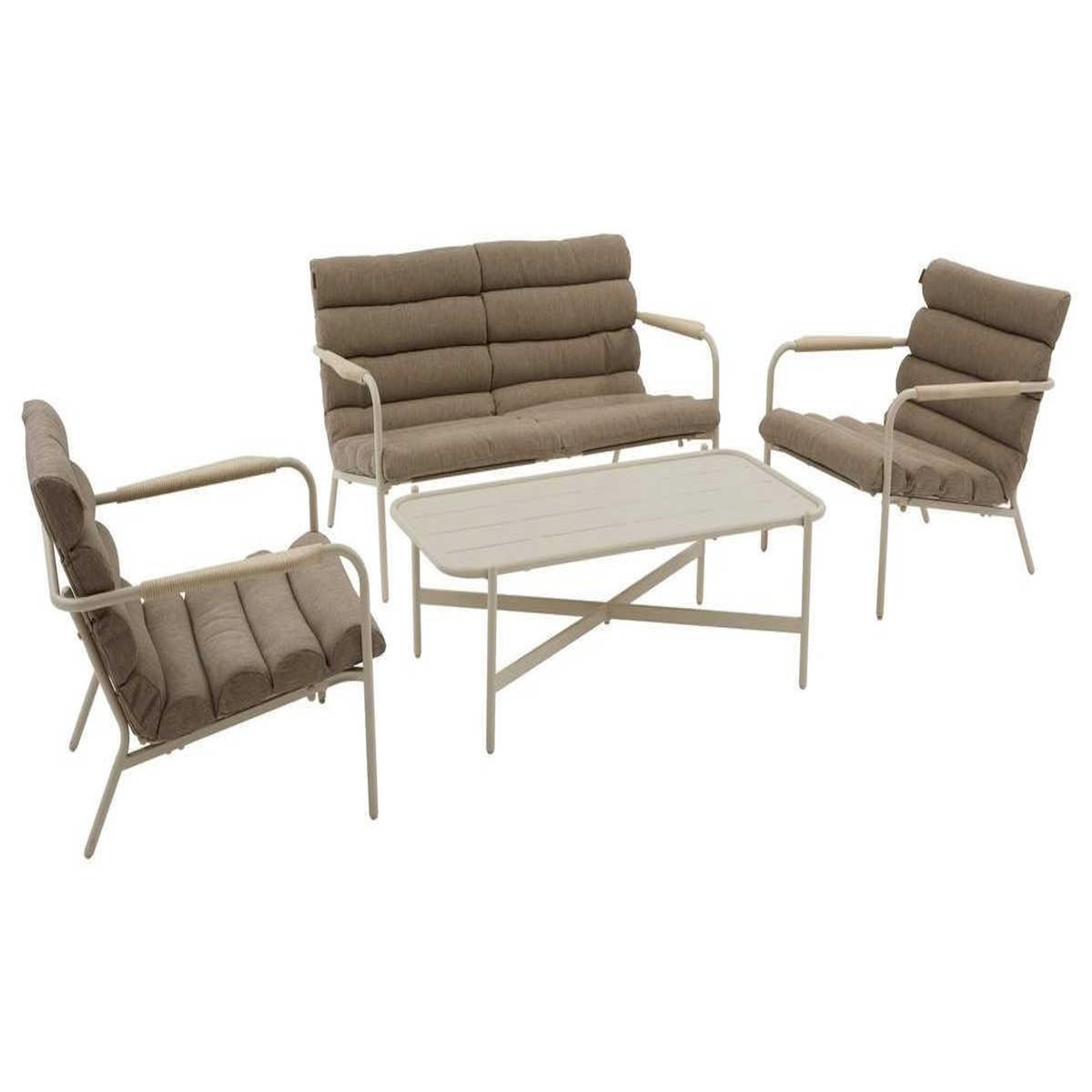 HESPERIDE Salon de jardin en alu Solani Argile - 4 places - Hespéride