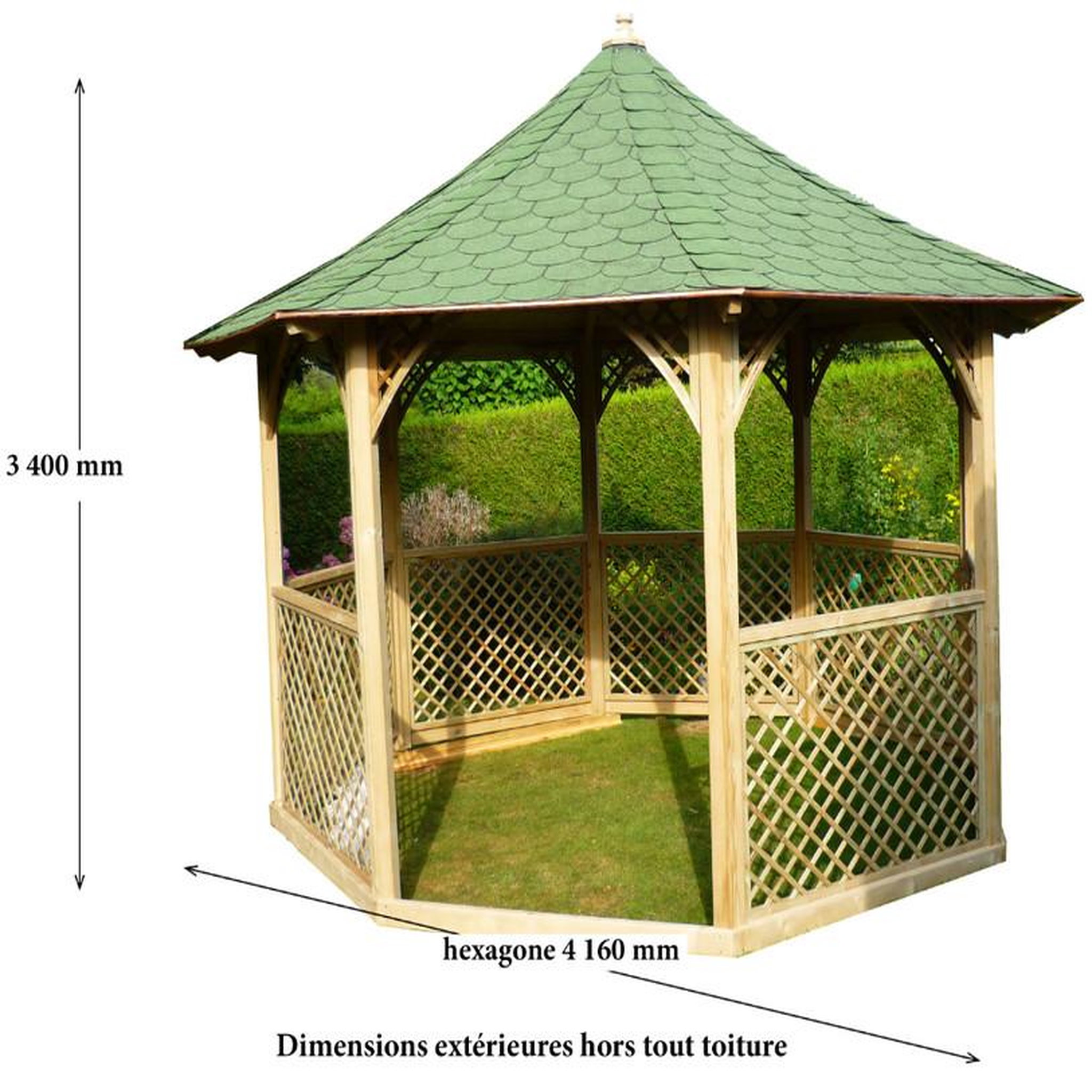 Voir la diapositive 4 : Hisense Pavillon octogonal 8.78m² bois naturel - kic35