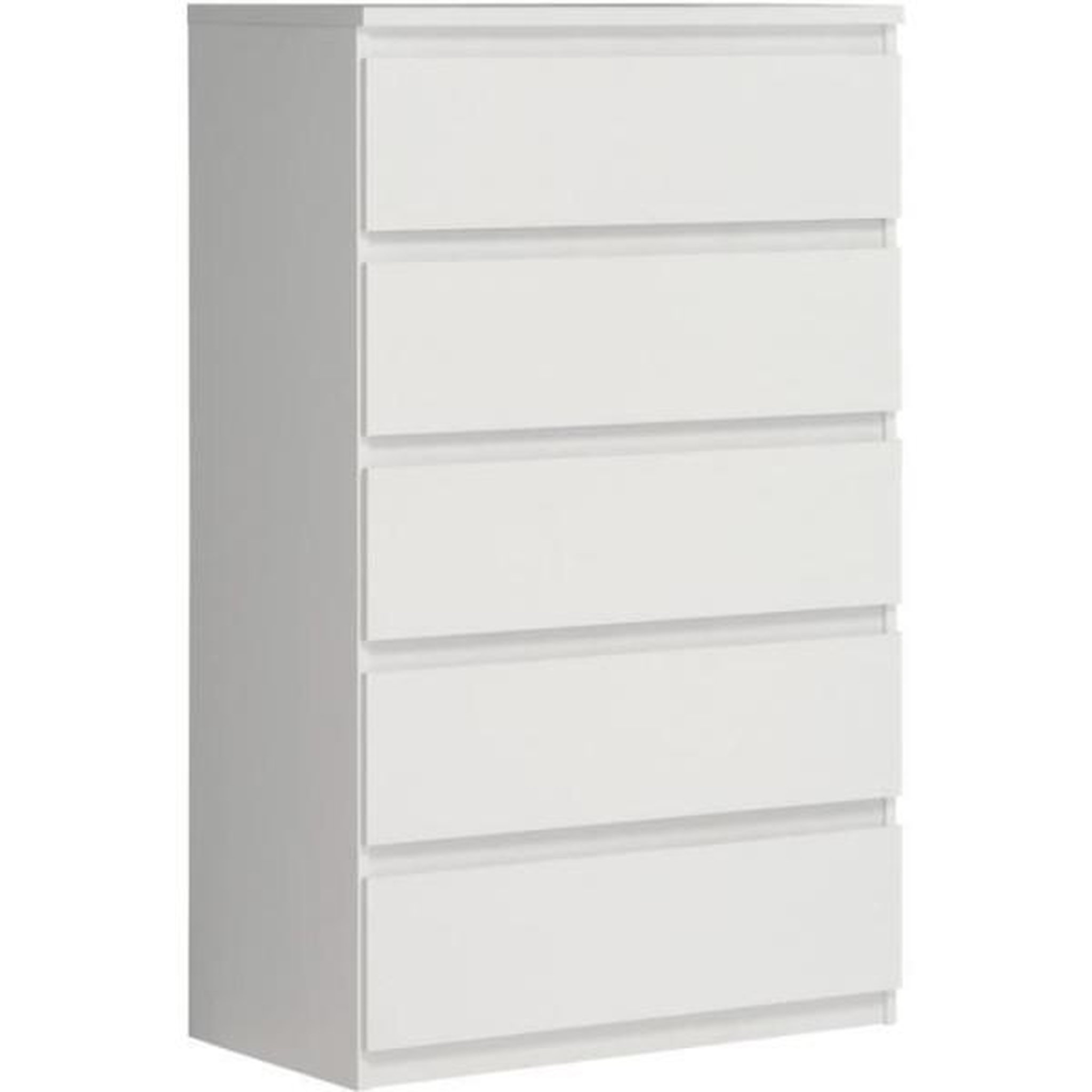 Voir la diapositive 1 : MARKET24 Commode CHELSEA 5 tiroirs - 77,2 cm - Décor blanc mat