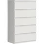 Voir la diapositive 1 : MARKET24 Commode CHELSEA 5 tiroirs - 77,2 cm - Décor blanc mat