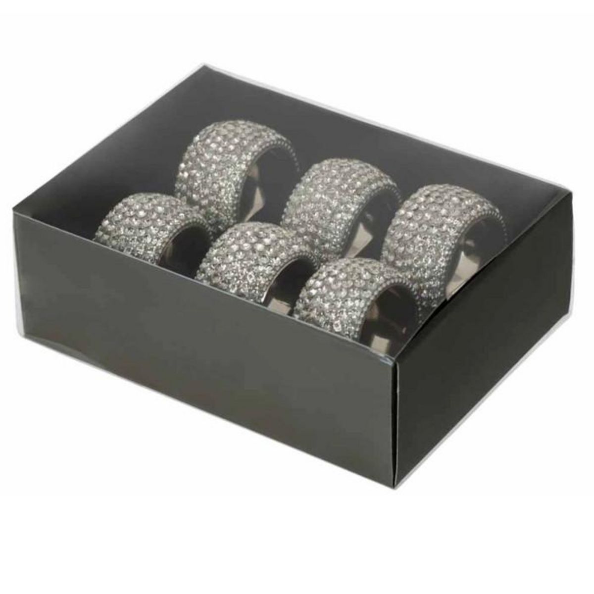 Paris Prix Lot de 6 Ronds de Serviette  Diamant  6cm Argent