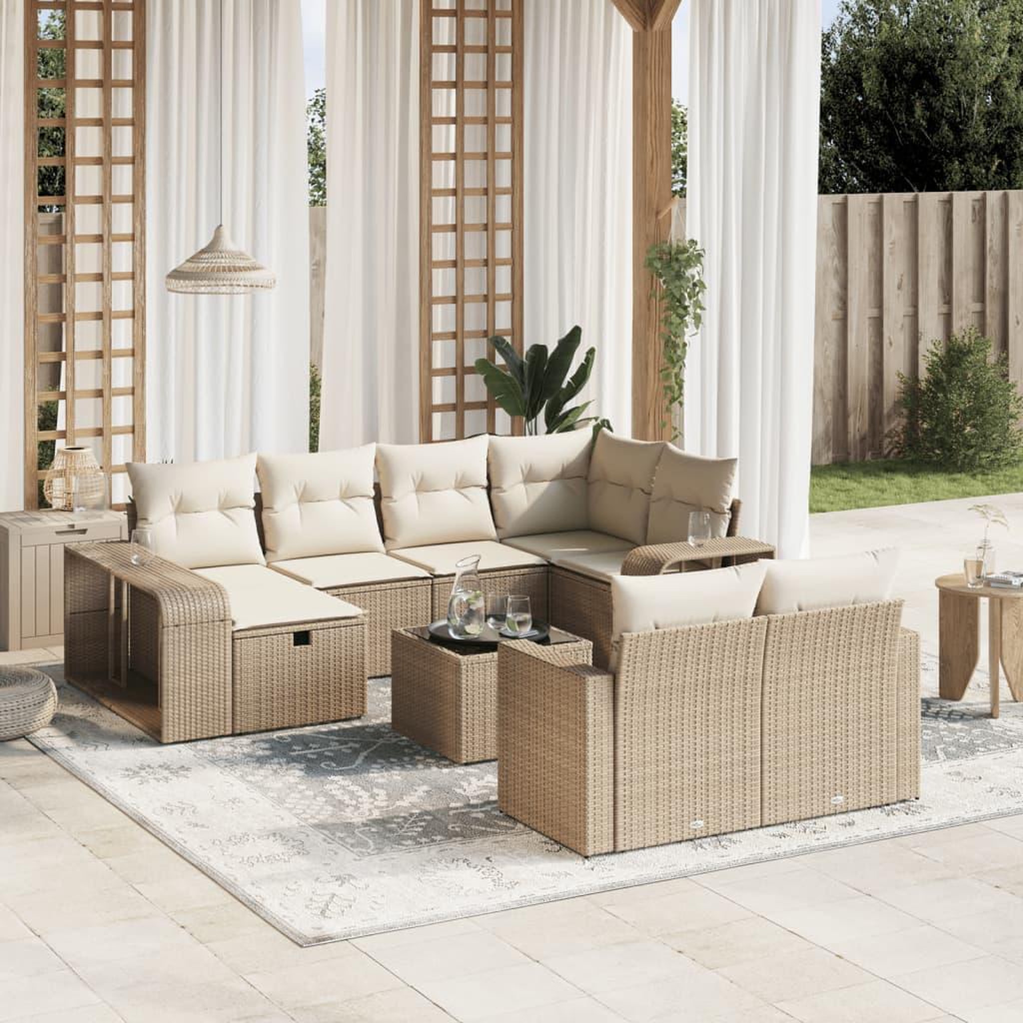 VIDAXL Salon de jardin 11 pcs avec coussins beige resine tressee