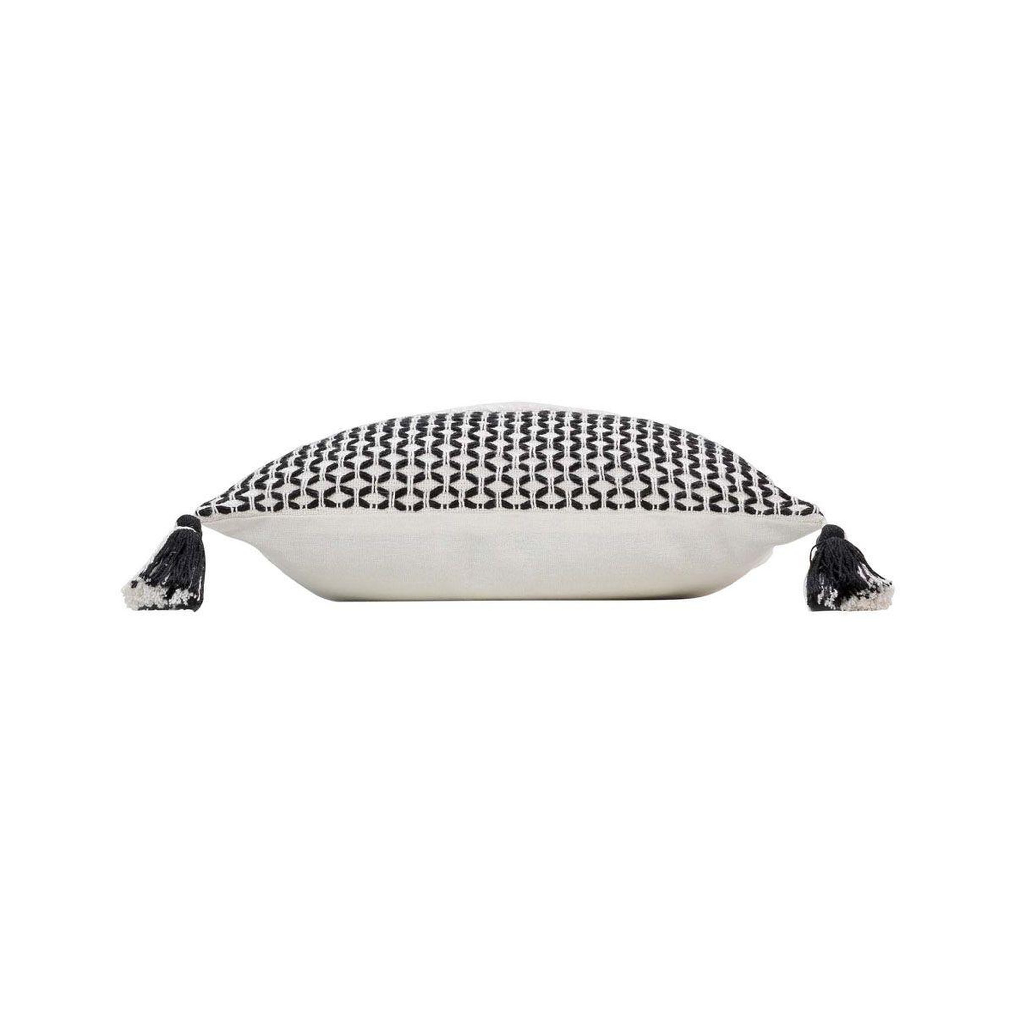 Voir la diapositive 2 : Douceur d'Intérieur Housse de coussin à pompons  sally  40x40cm noir & blanc