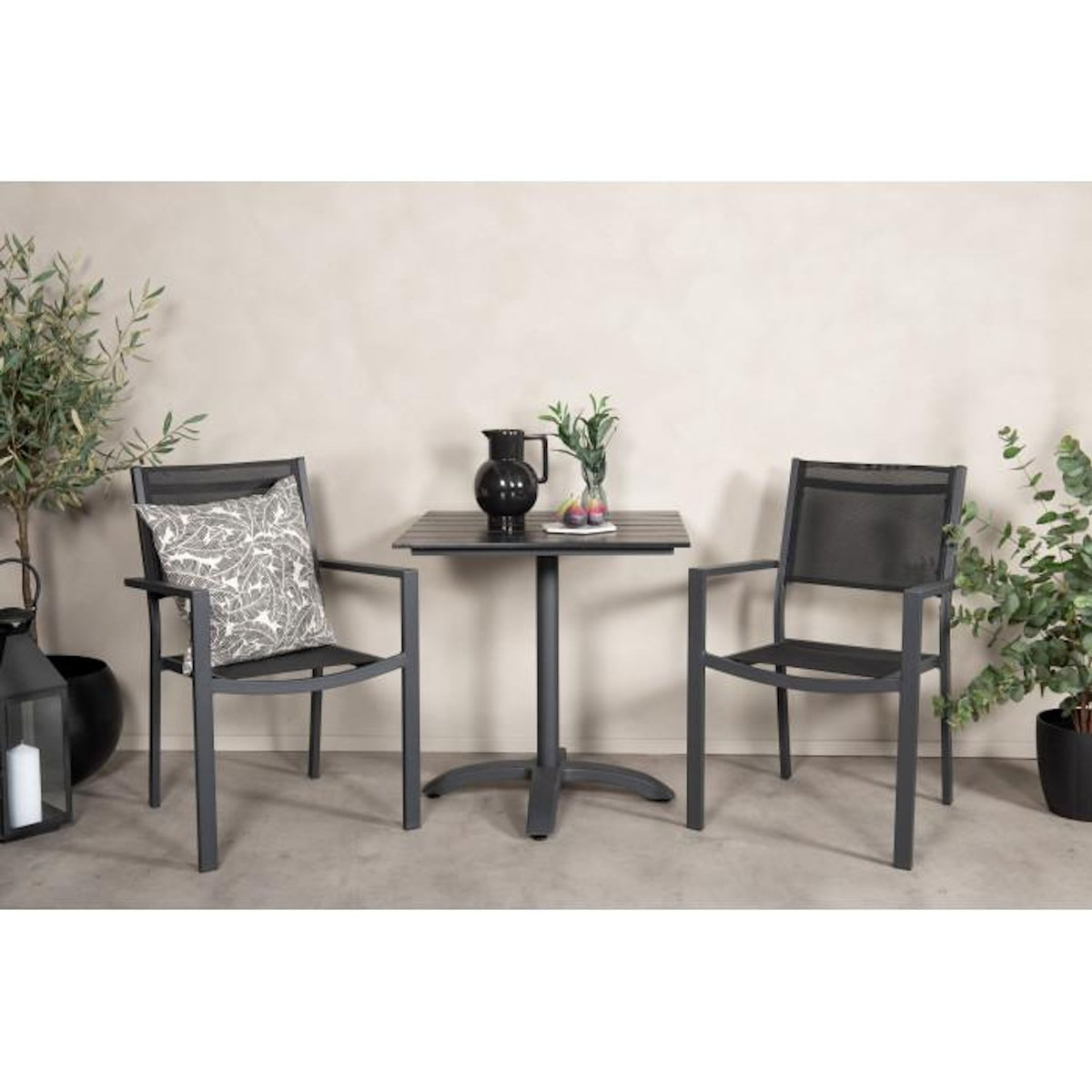 Paris Prix Ensemble Table de Jardin & 2 Chaises  Colorado & Copacabana  74cm Noir