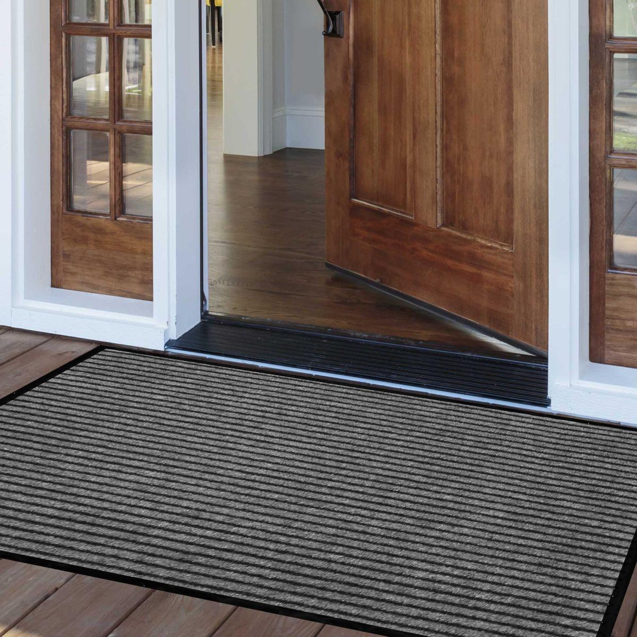 Voir la diapositive 4 : Douceur d'Intérieur Tapis d'entrée anti-poussière  toscan  80x120cm noir & gris