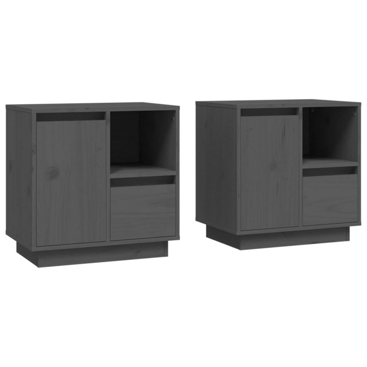 VIDAXL Tables de chevet 2 pcs Gris 50x34x50 cm Bois de pin massif