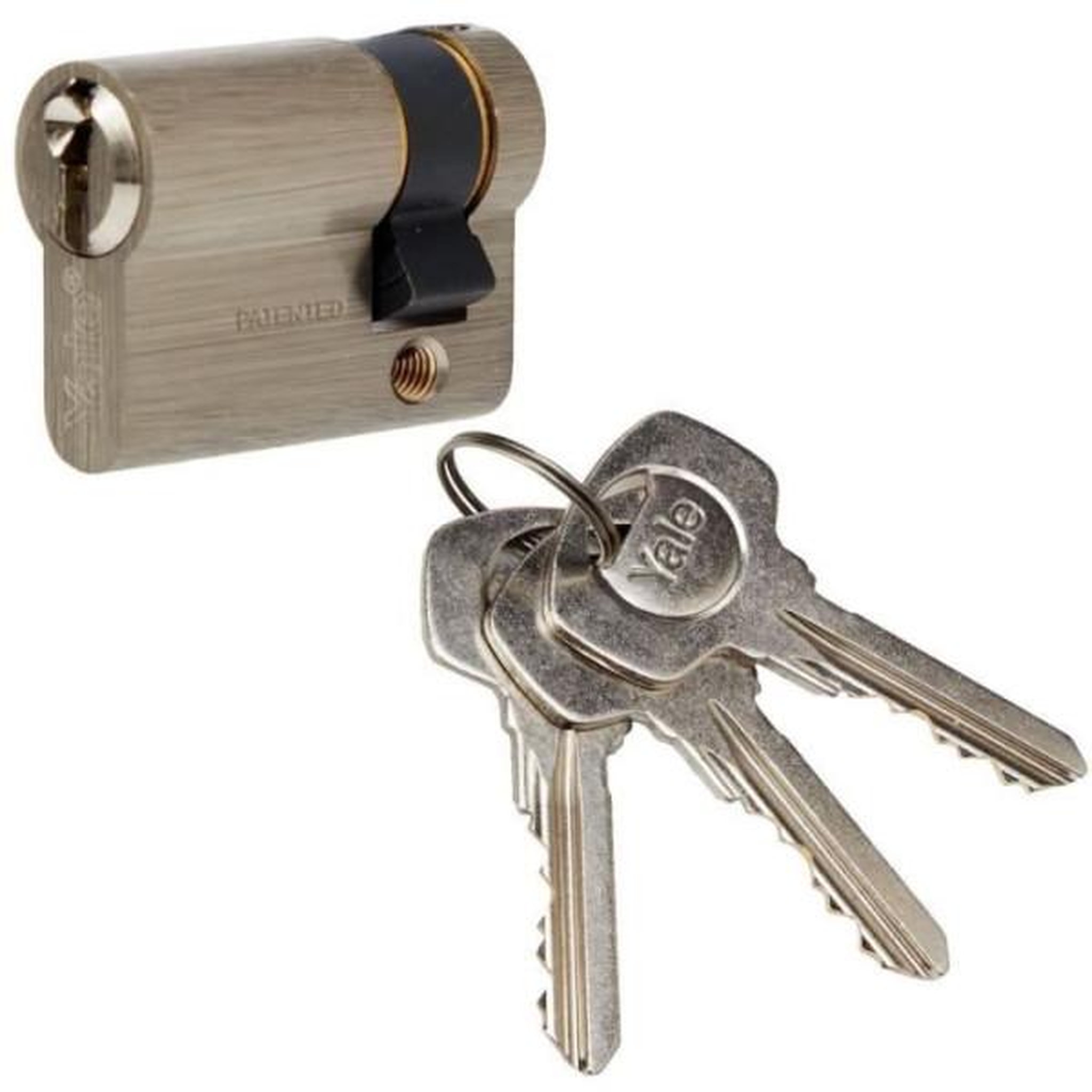 YALE Demi-Cylindre de Serrure - YALE - YC500+ - 30x10 mm - 5 Goupilles - 3 Clés - Nickelé