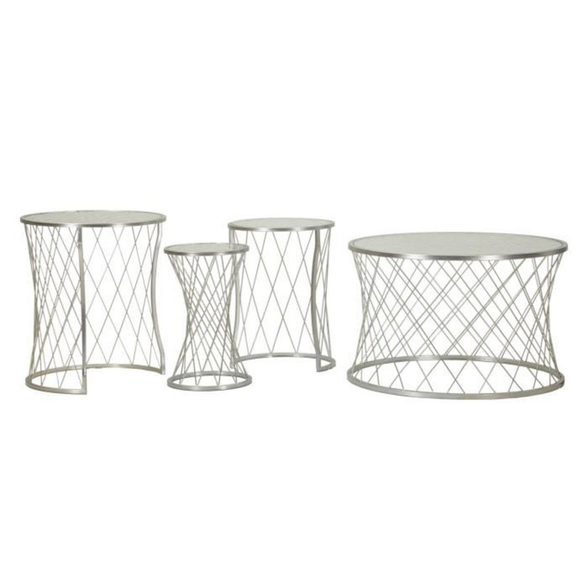 Paris Prix Lot de 4 Tables d'Appoint Design  Noah  70cm Argent