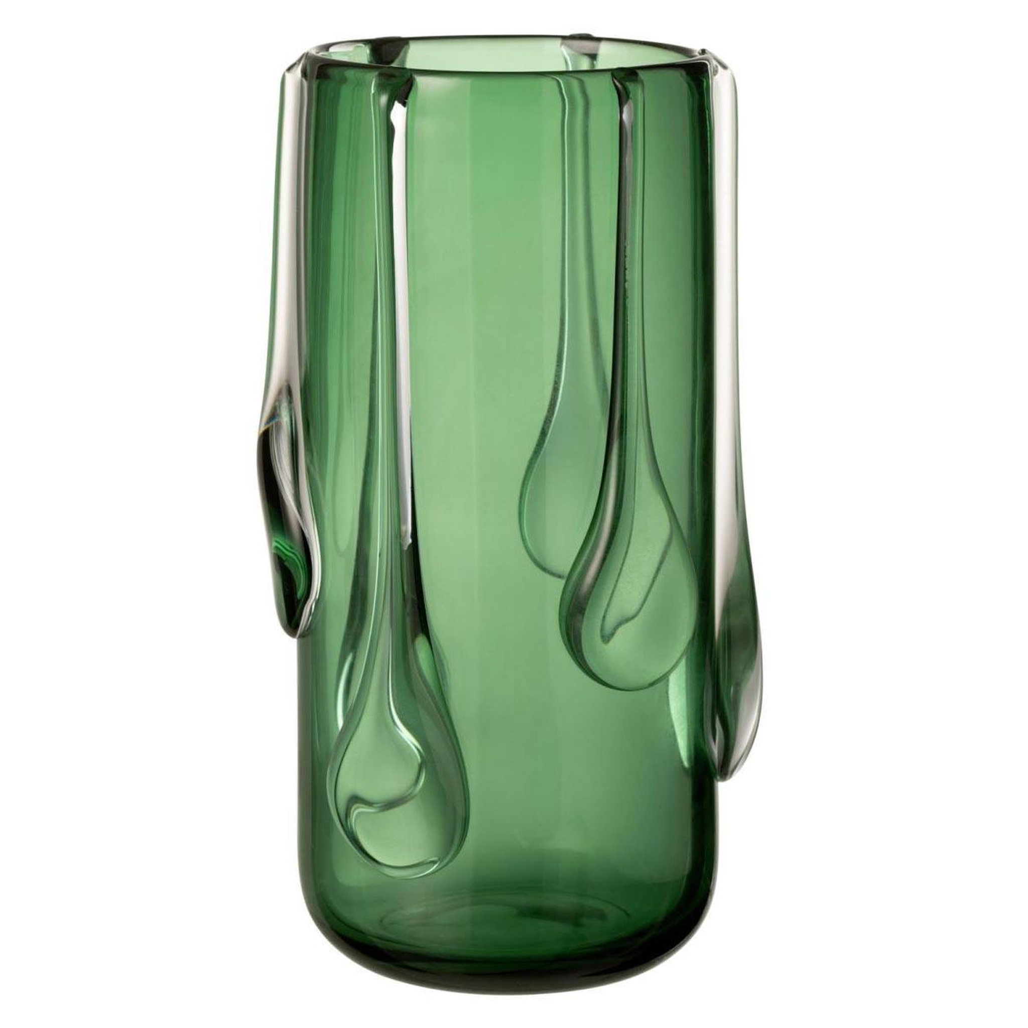 J-LINE Vase design en verre  drippy  33cm vert