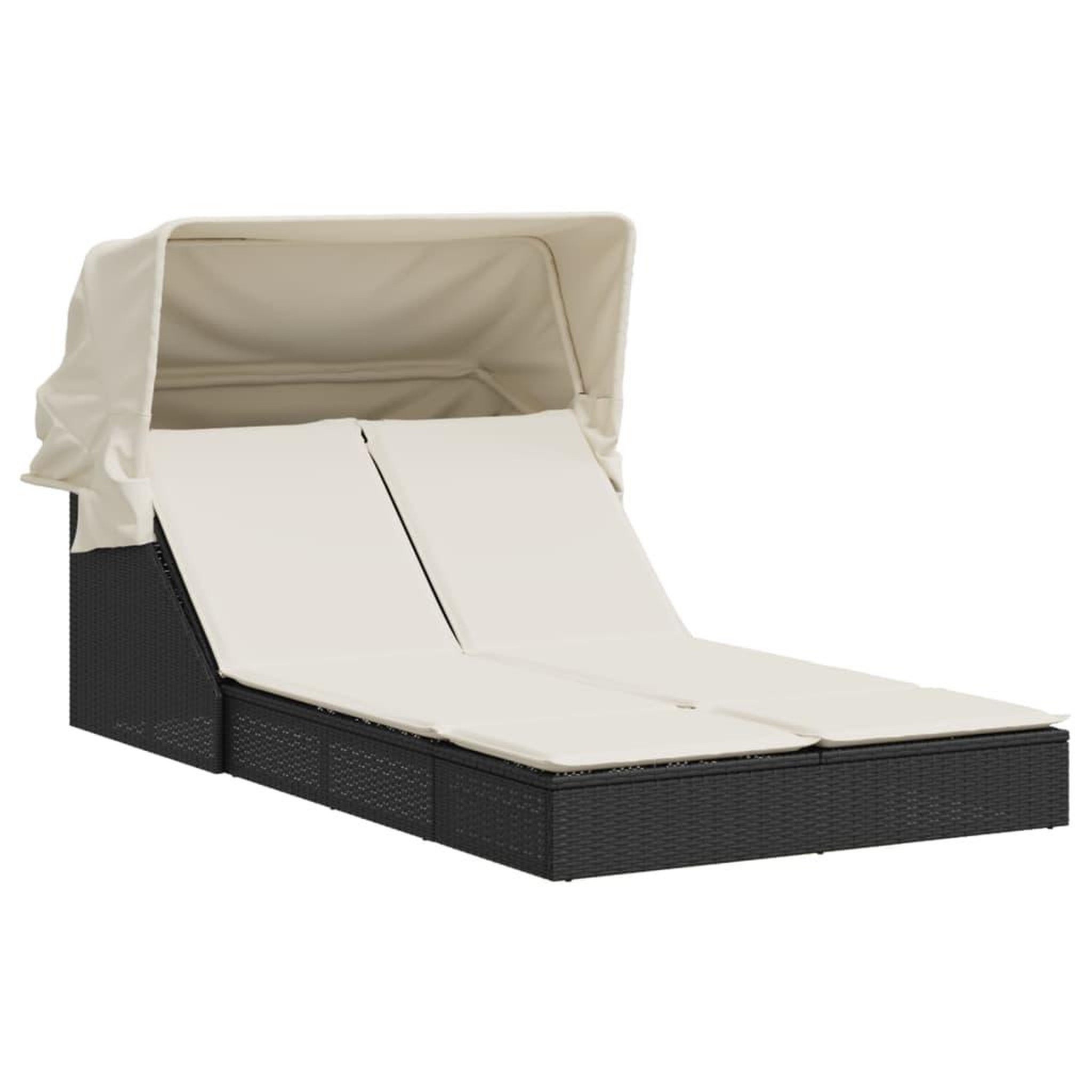 Voir la diapositive 2 : VIDAXL Chaise longue double et auvent et coussins noir resine tressee