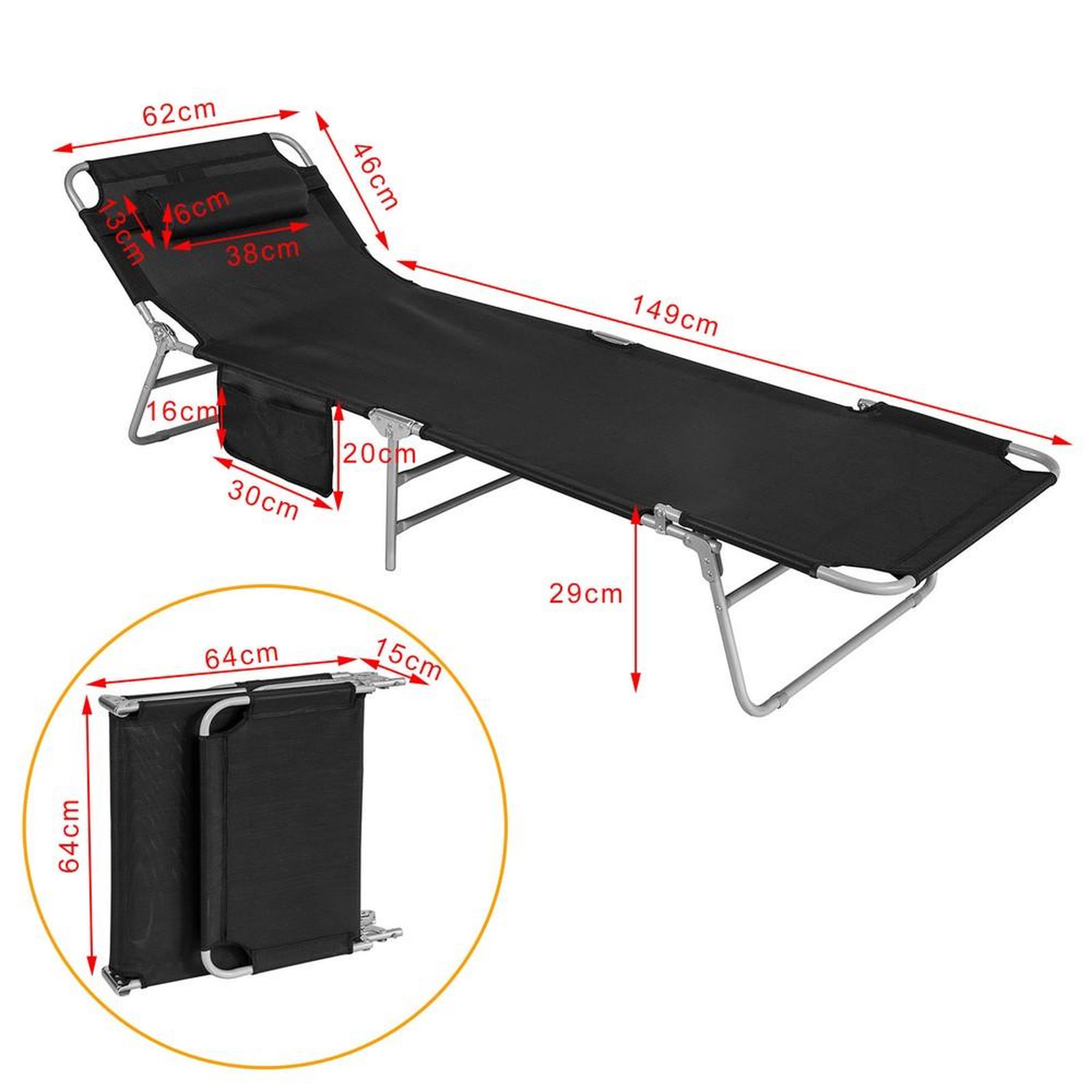 Voir la diapositive 3 : SOBUY SoBuy - Chaise Longue Pliable - Fonctionnel - OGS35