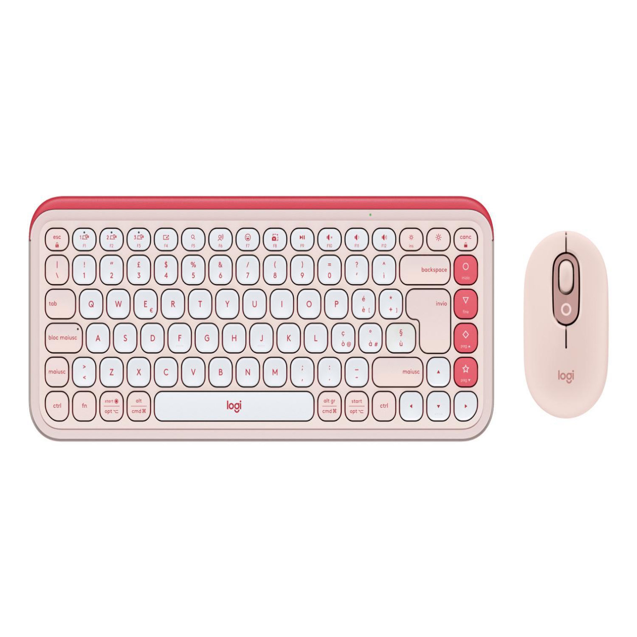 Logitech Logitech pop icon combo clavier souris incluse universel bluetooth qwerty italien rose, blanc