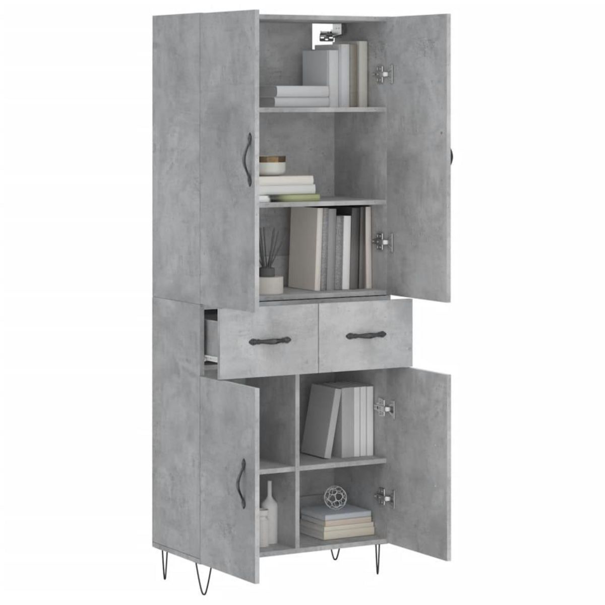 VIDAXL Buffet haut Gris beton 69,5x34x180 cm Bois d'ingenierie