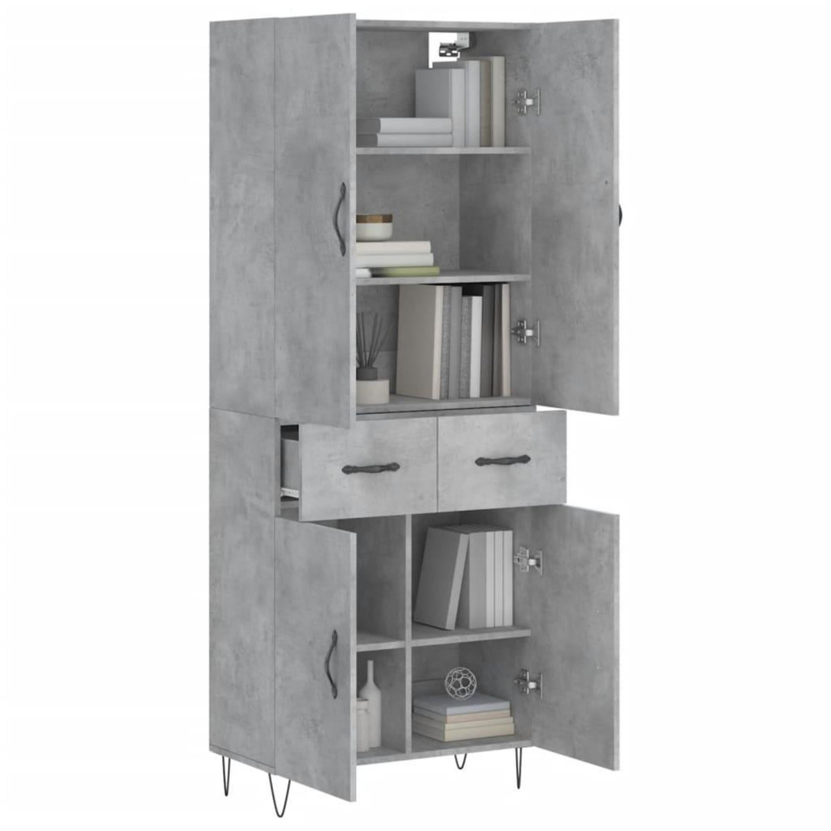 VIDAXL Buffet haut Gris beton 69,5x34x180 cm Bois d'ingenierie