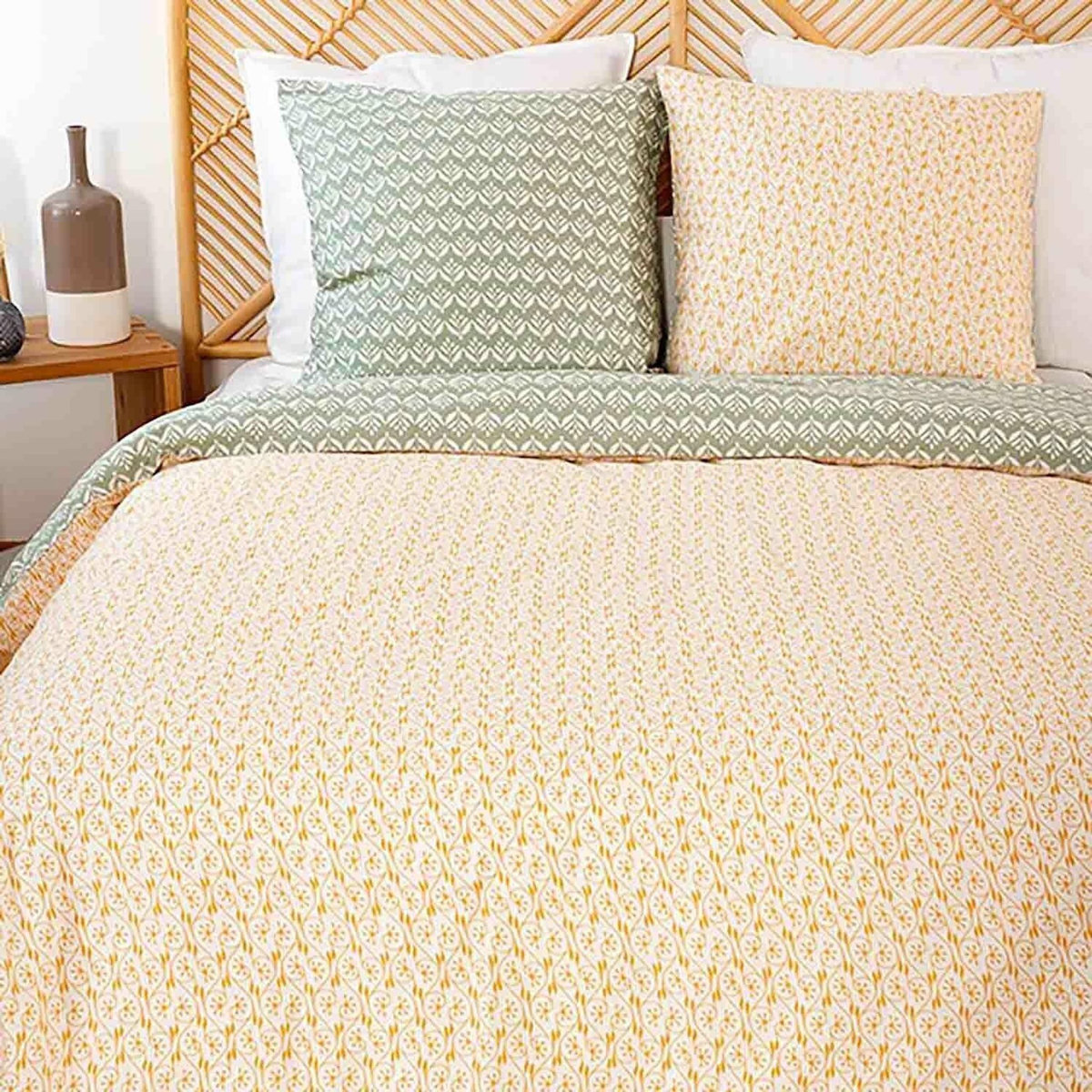 Home collection Parure de housse de couette 100% satin 78fils orient