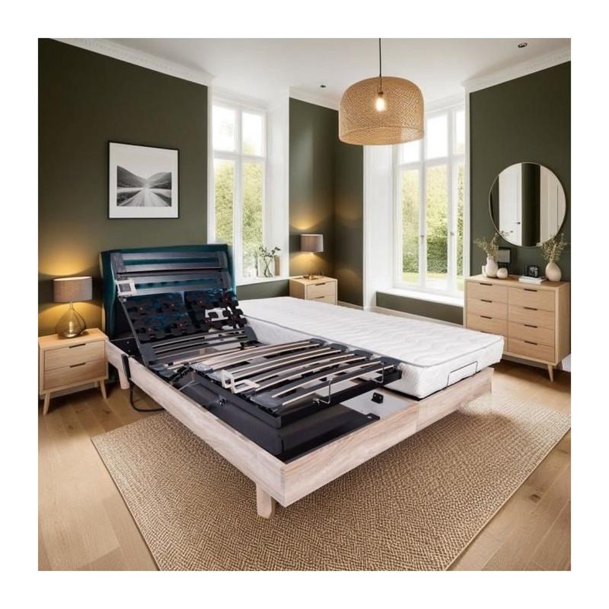 Voir la diapositive 1 : WEBED Ensemble relaxation matelas + sommiers électriques 2x80x200cm - Mousse - Ferme - ECLIPSE Fabrication française