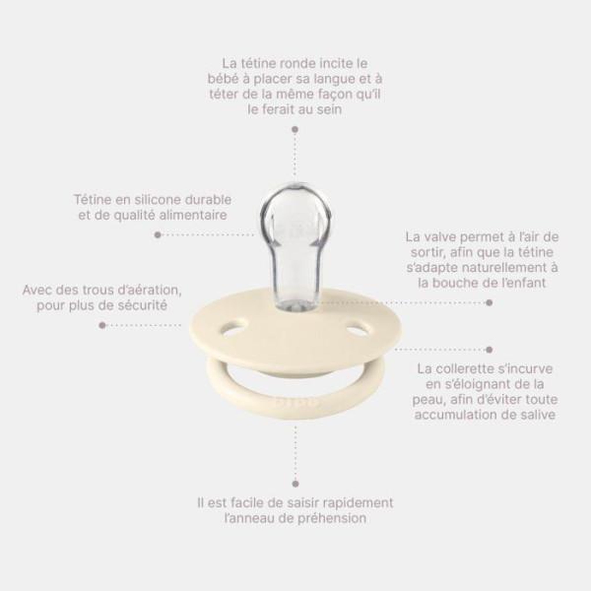 Voir la diapositive 4 : BIBS Sucette bébé - BIBS - DeLux - Embout rond - Pack de 2 - Silicone - Taille unique Ivory Sage