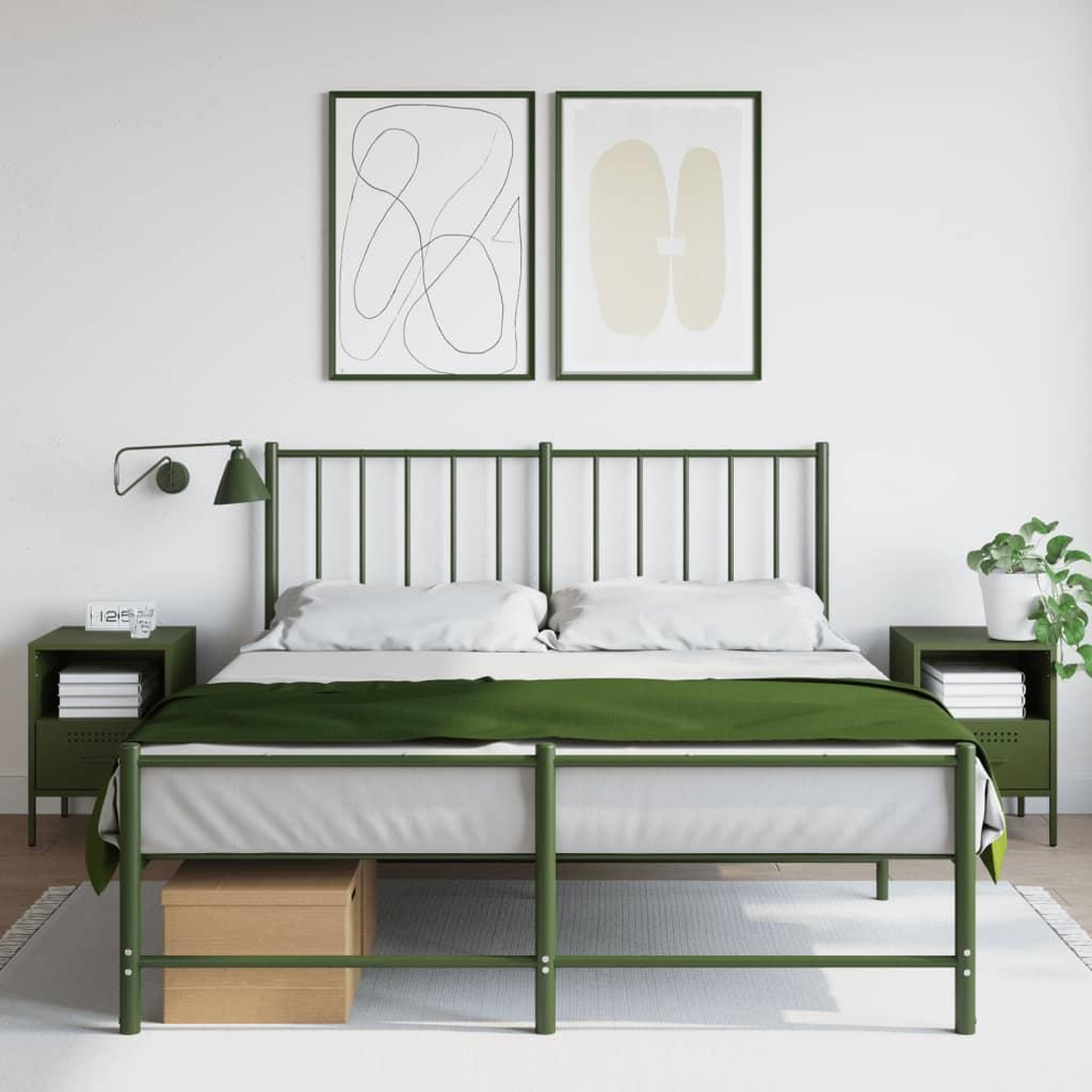 VIDAXL Tables de chevet 2 pcs vert olive 36x39x50,5 cm acier