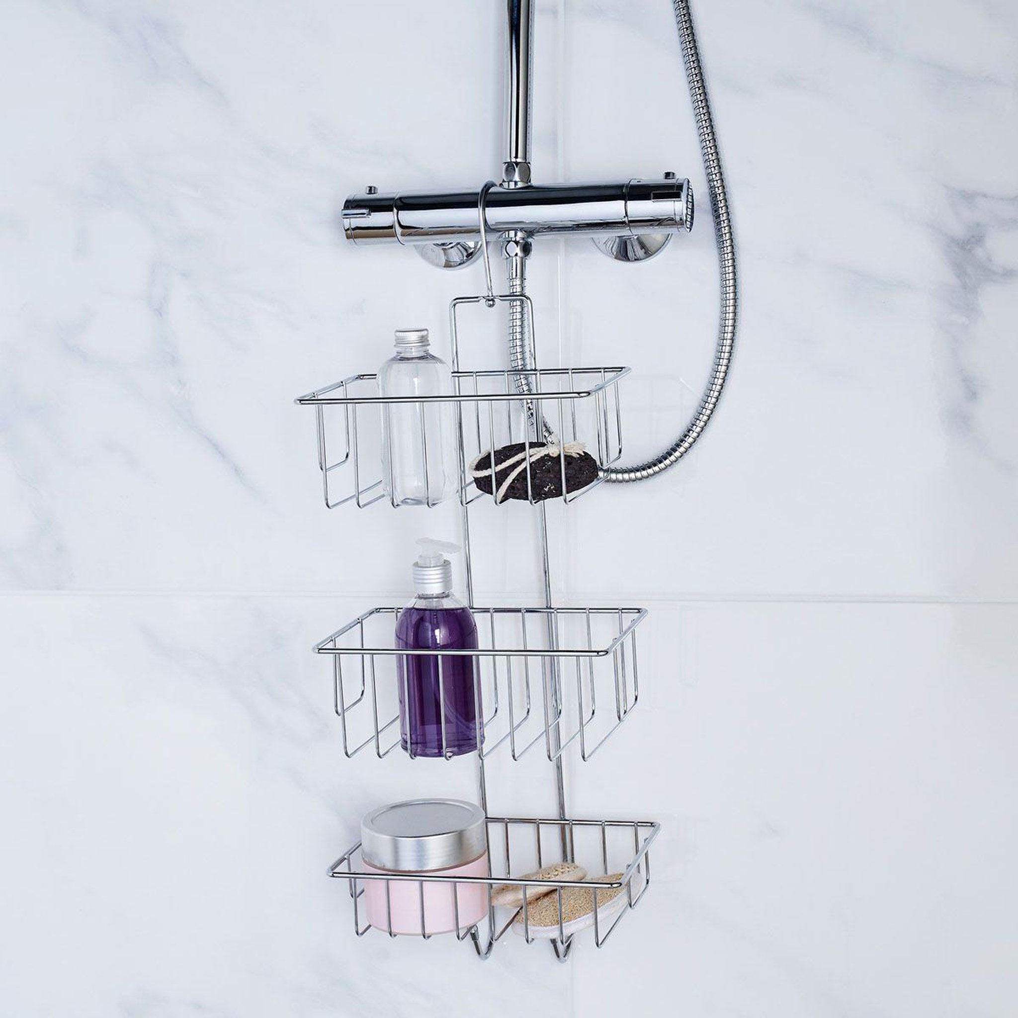 Voir la diapositive 3 : Douceur d'Intérieur Serviteur de douche 3 niveaux  filaire basic  59cm chrome