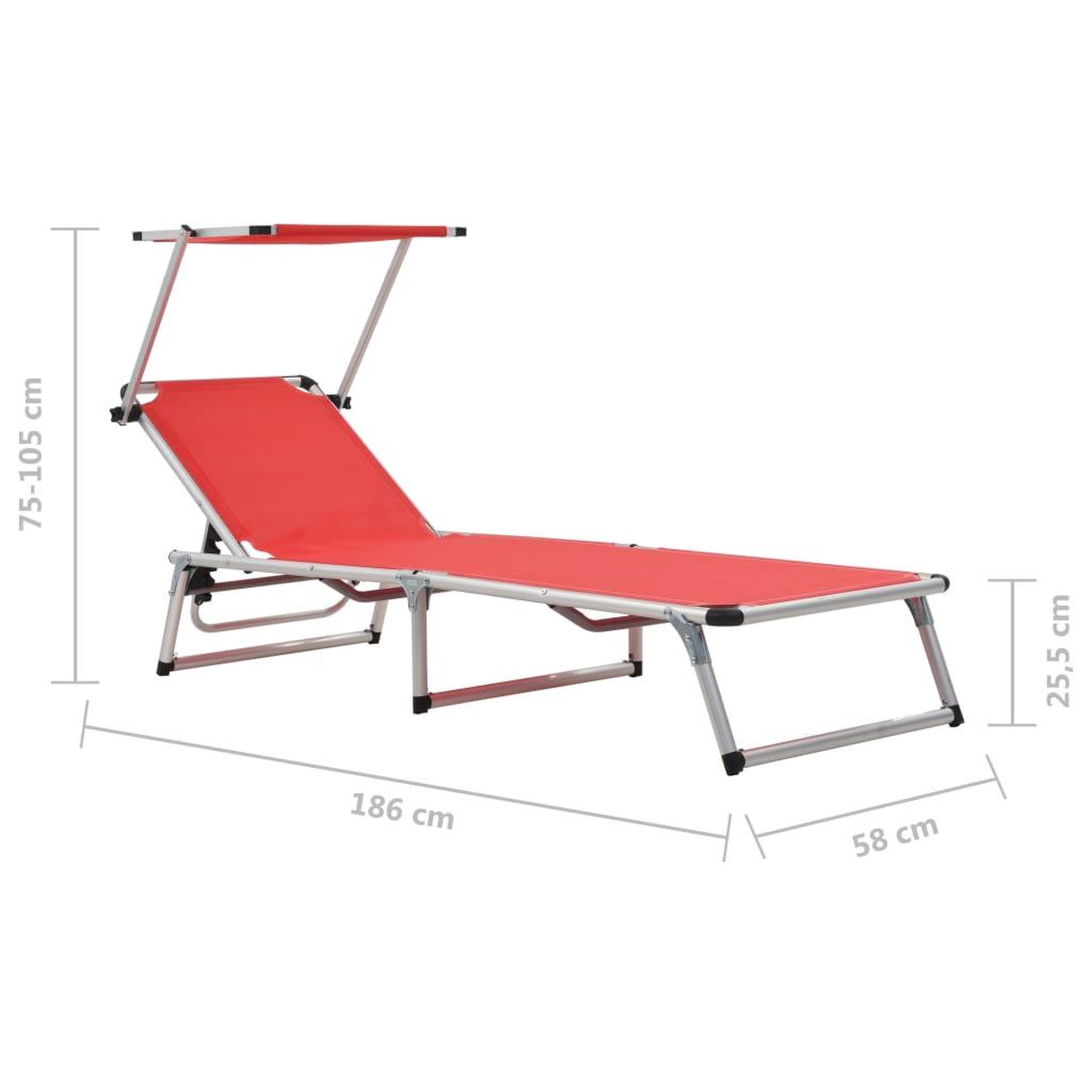 Voir la diapositive 6 : VIDAXL Chaises longues pliables et toit lot de 2 Aluminium textilene