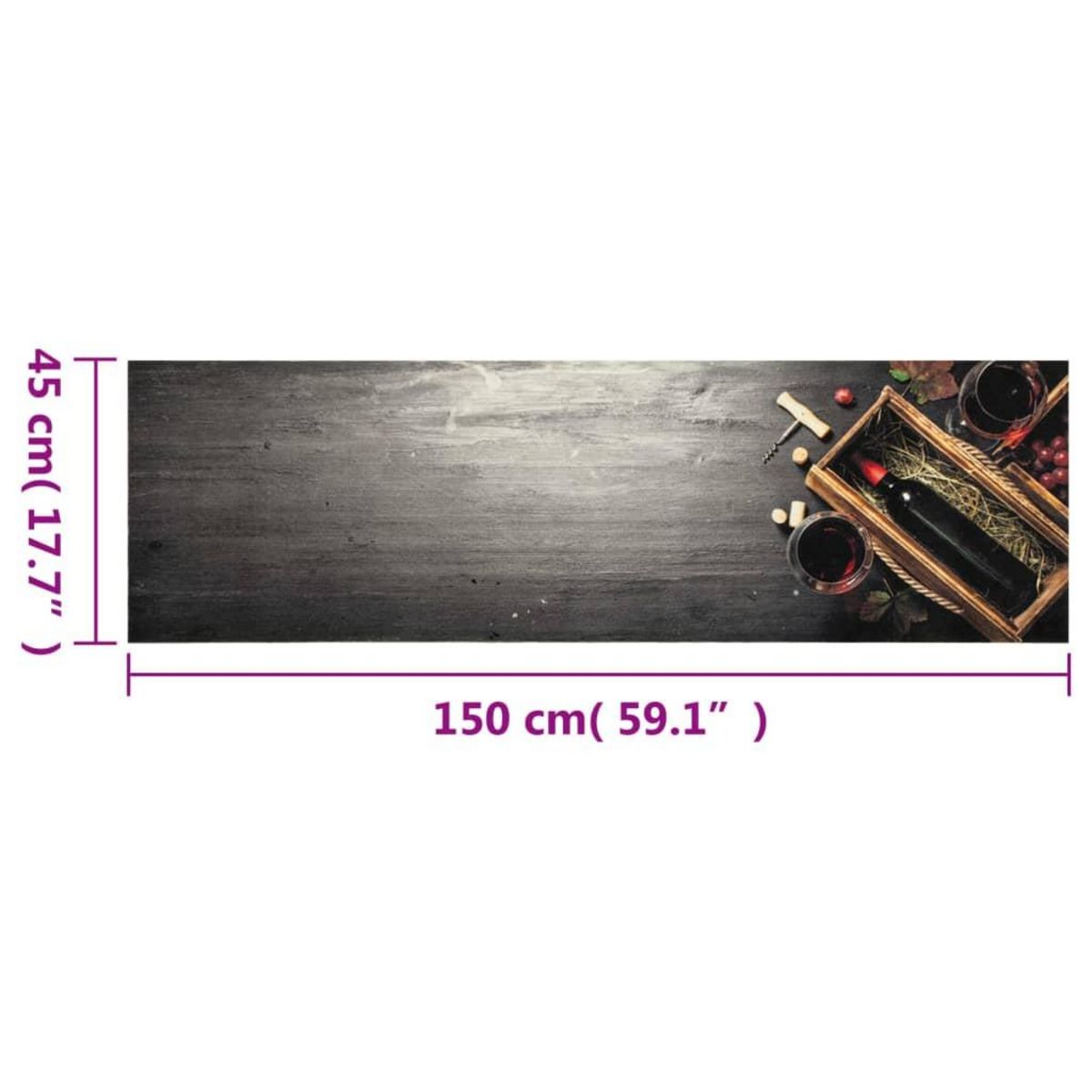 VIDAXL Tapis de cuisine lavable bouteille de vin 45x150 cm velours