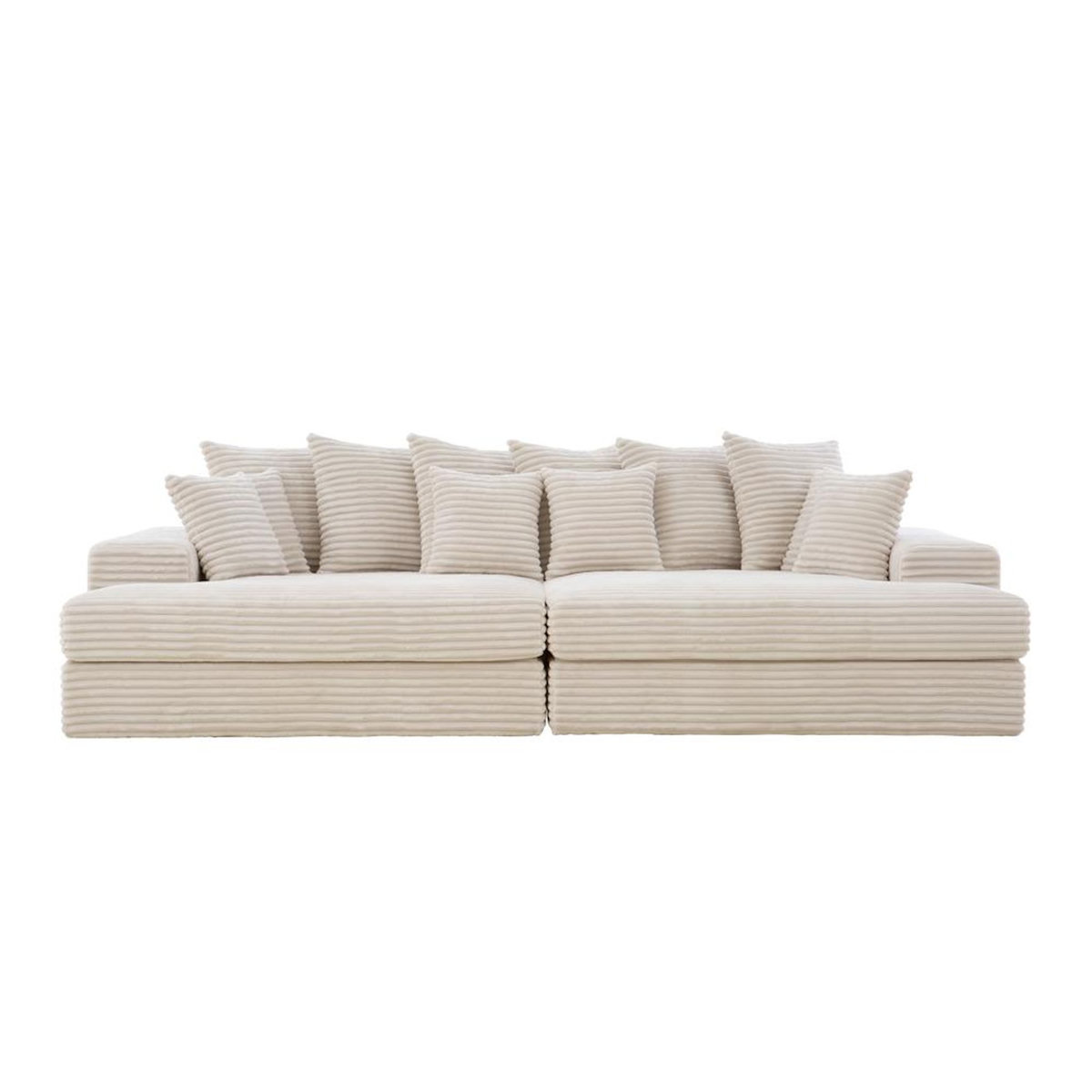 CONCEPT USINE Canapé 4 places assise profonde en velours côtelé beige CARDIFF