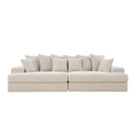 CONCEPT USINE Canapé 4 places assise profonde en velours côtelé beige CARDIFF