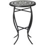 Voir la diapositive 1 : OUTSUNNY Table ronde style fer forgé bistro plateau mosaïque céramique métal époxy anticorrosion noir blanc