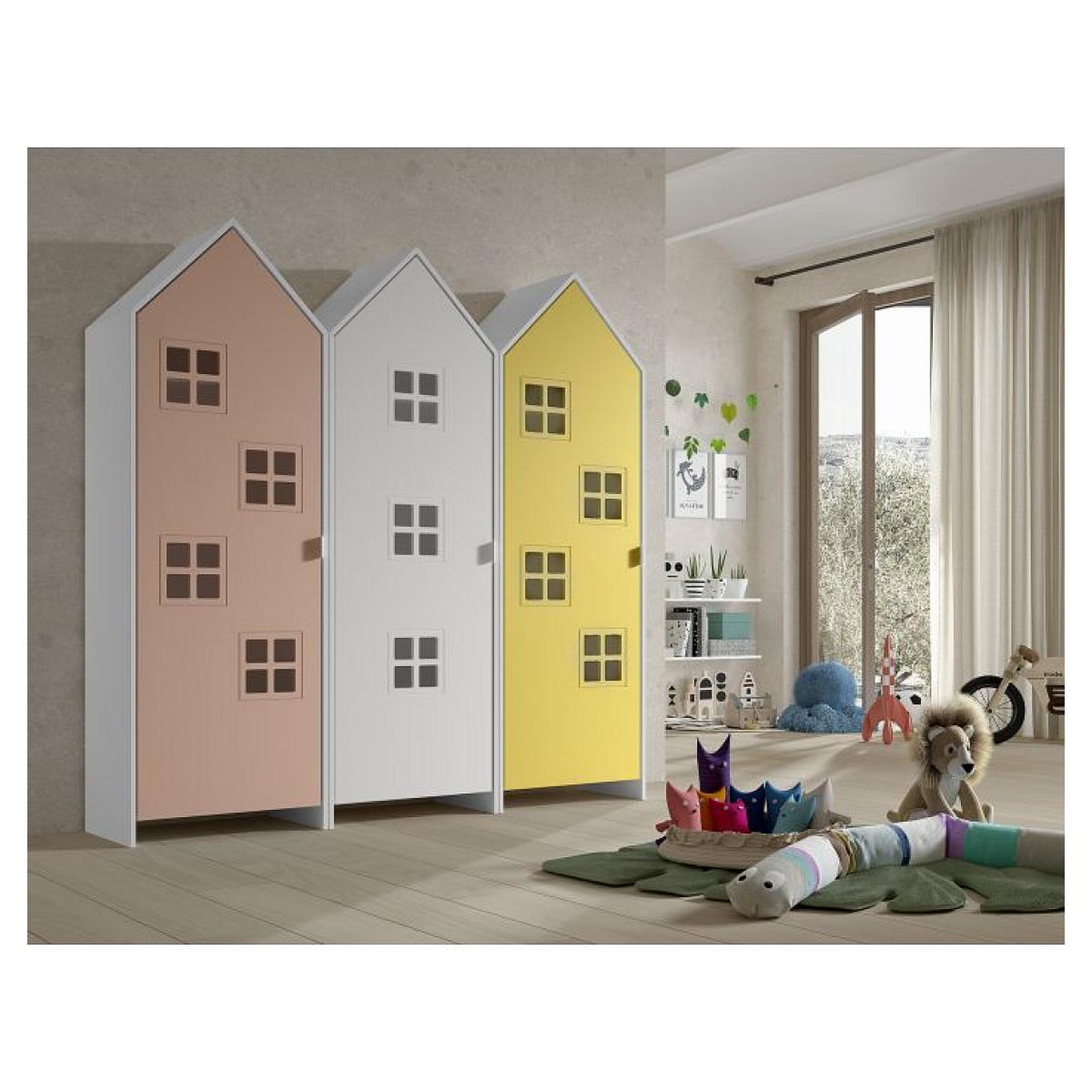 Voir la diapositive 2 : Vipack Combinaison D'armoires 3 Parties Casami Bruges rose blanc jaune