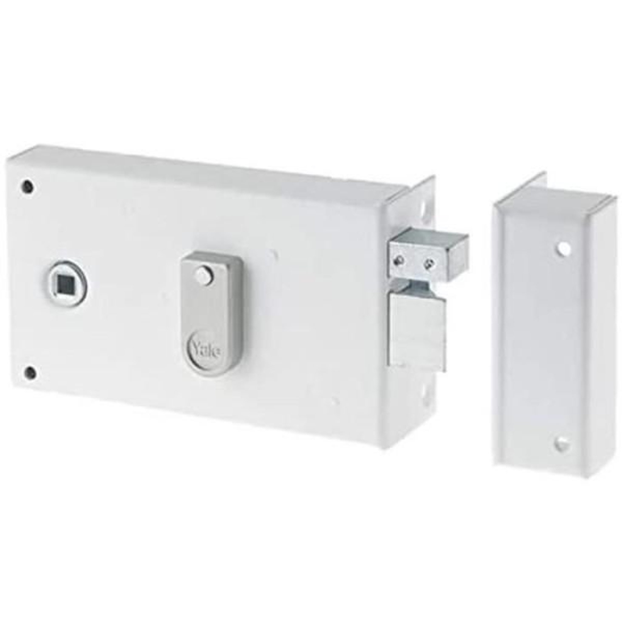 Voir la diapositive 2 : YALE Serrure en applique horizontale a fouillot - yale - yah37d - blanc - 2 clés fournies - version droite