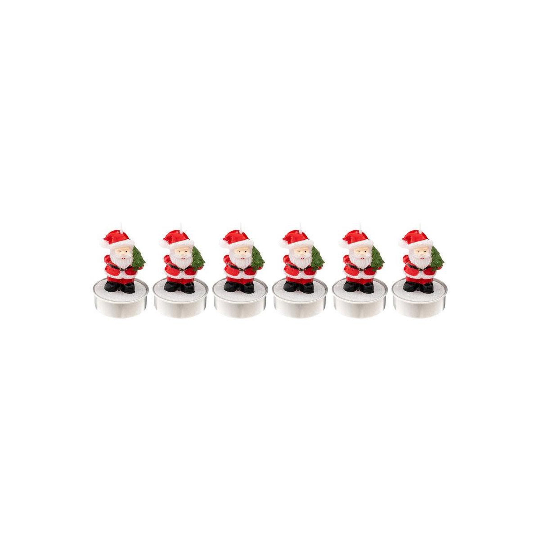 FEERIC LIGHT & CHRISTMAS Lot de 6 bougies déco  père noël  6cm rouge & blanc
