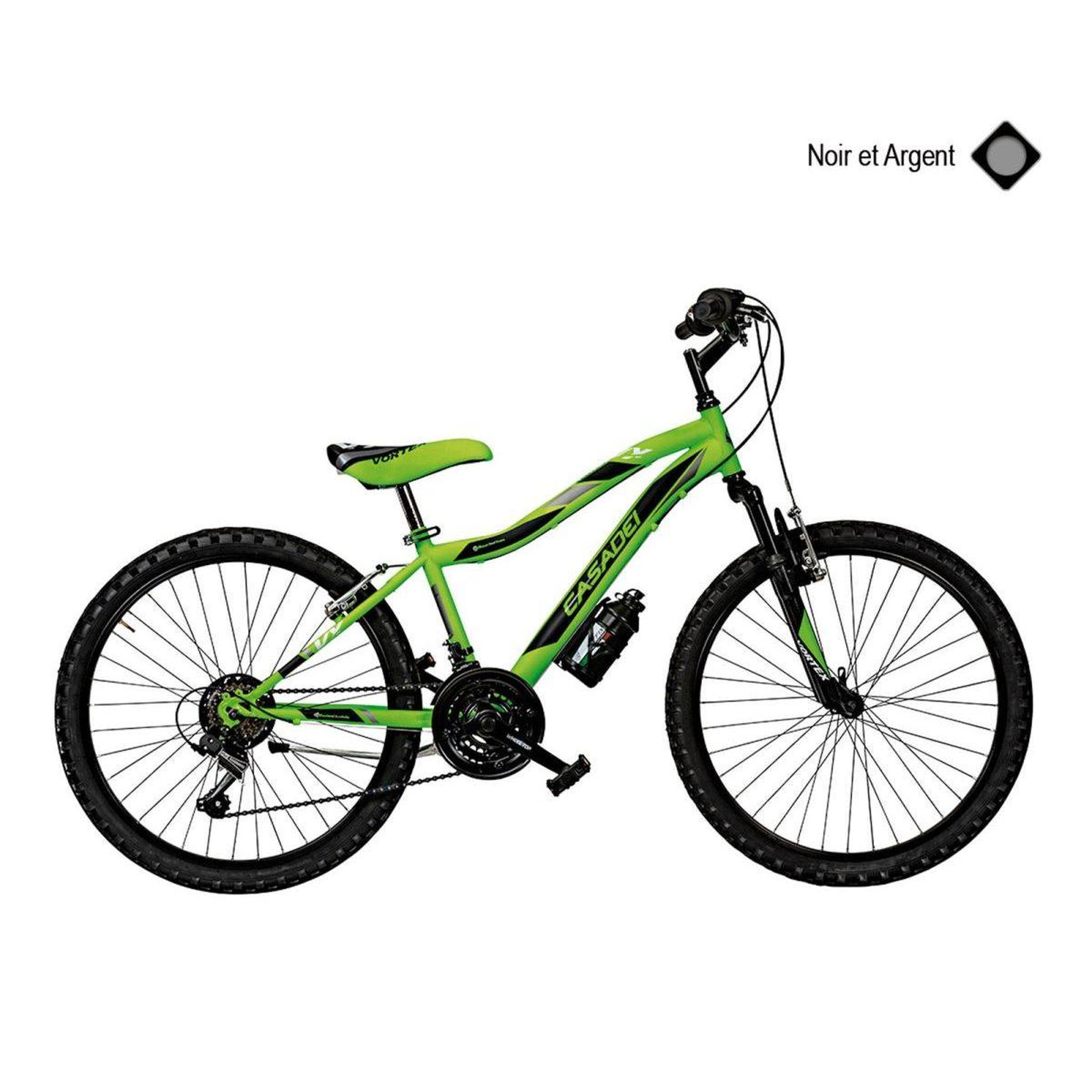 CASADEI Vélo  mtb 24  vortex garçon 18v fourche suspendue noir-argent h38