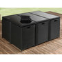 Voir la diapositive 3 : BEST MOBILIER Fira - salon de jardin encastrable 10 places - en résine tressée - noir avec coussins gris + housse de protection