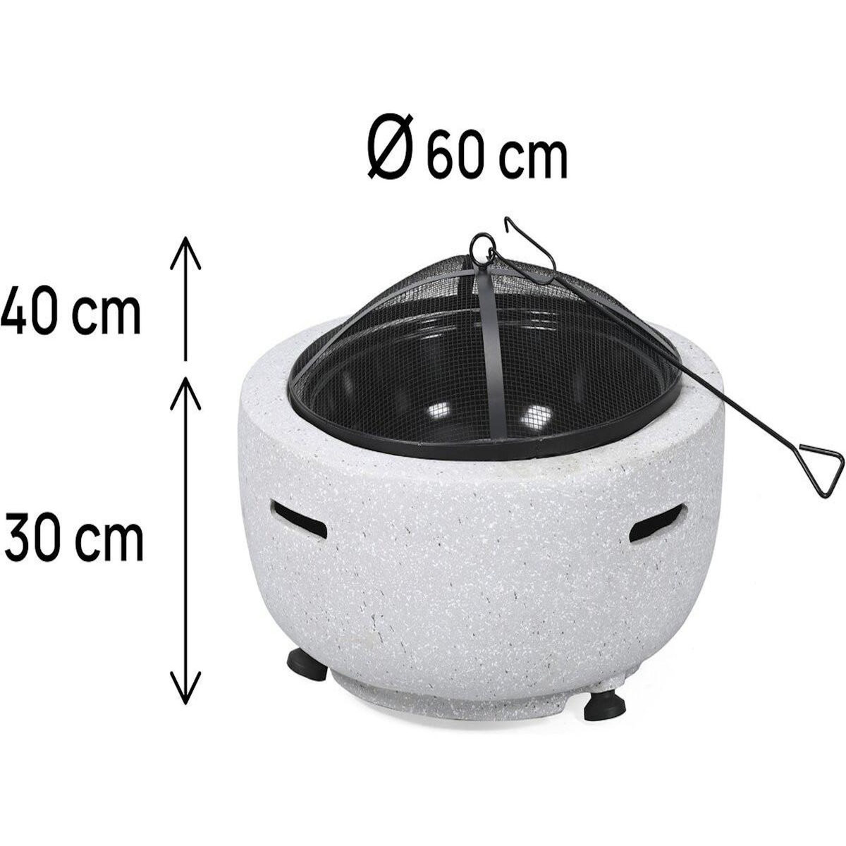 Habitat et Jardin Brasero barbecue en pierre  Volkan  - 60 x 60 x 40 cm - Blanc