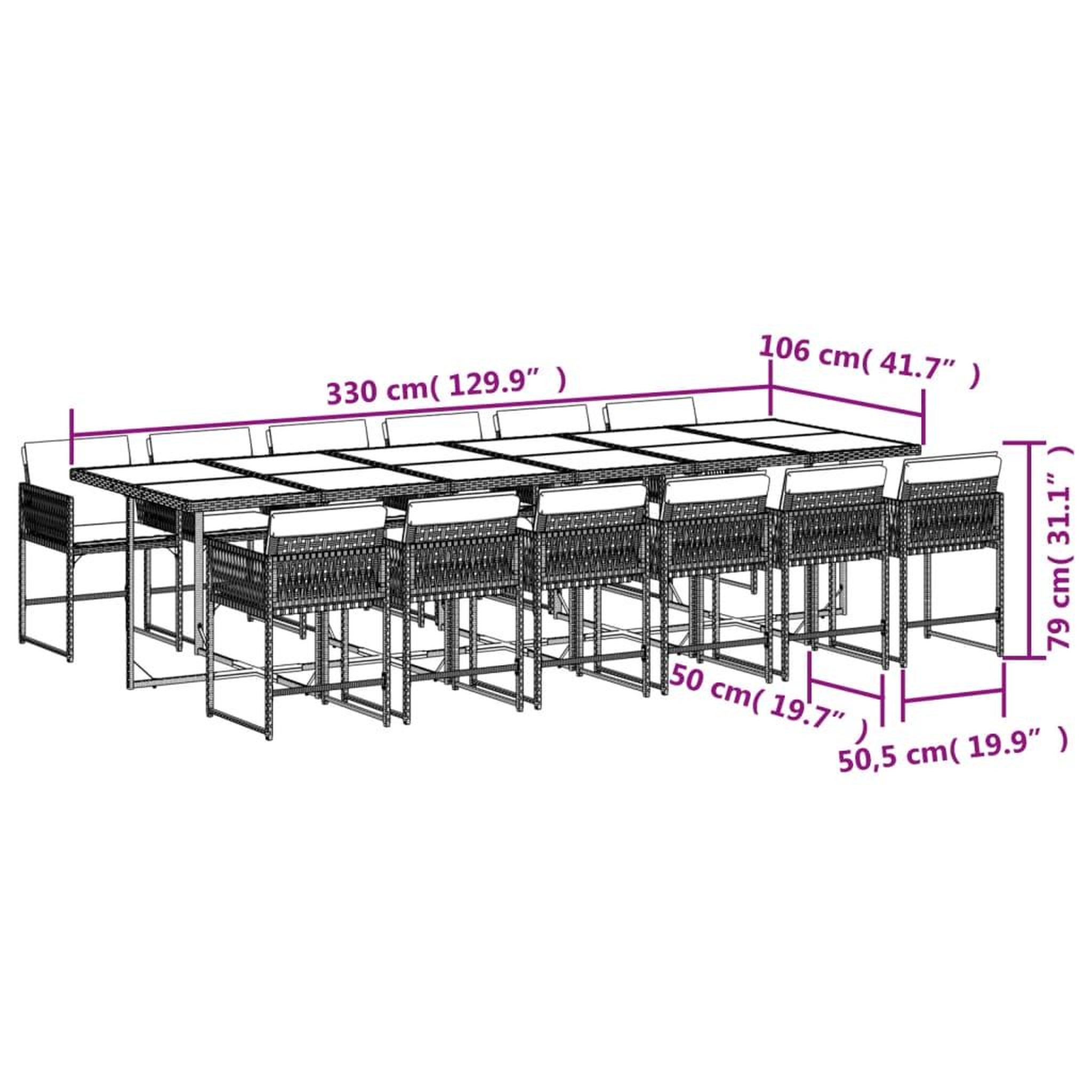 Voir la diapositive 4 : VIDAXL Ensemble a manger de jardin avec coussins 13 pcs marron rotin