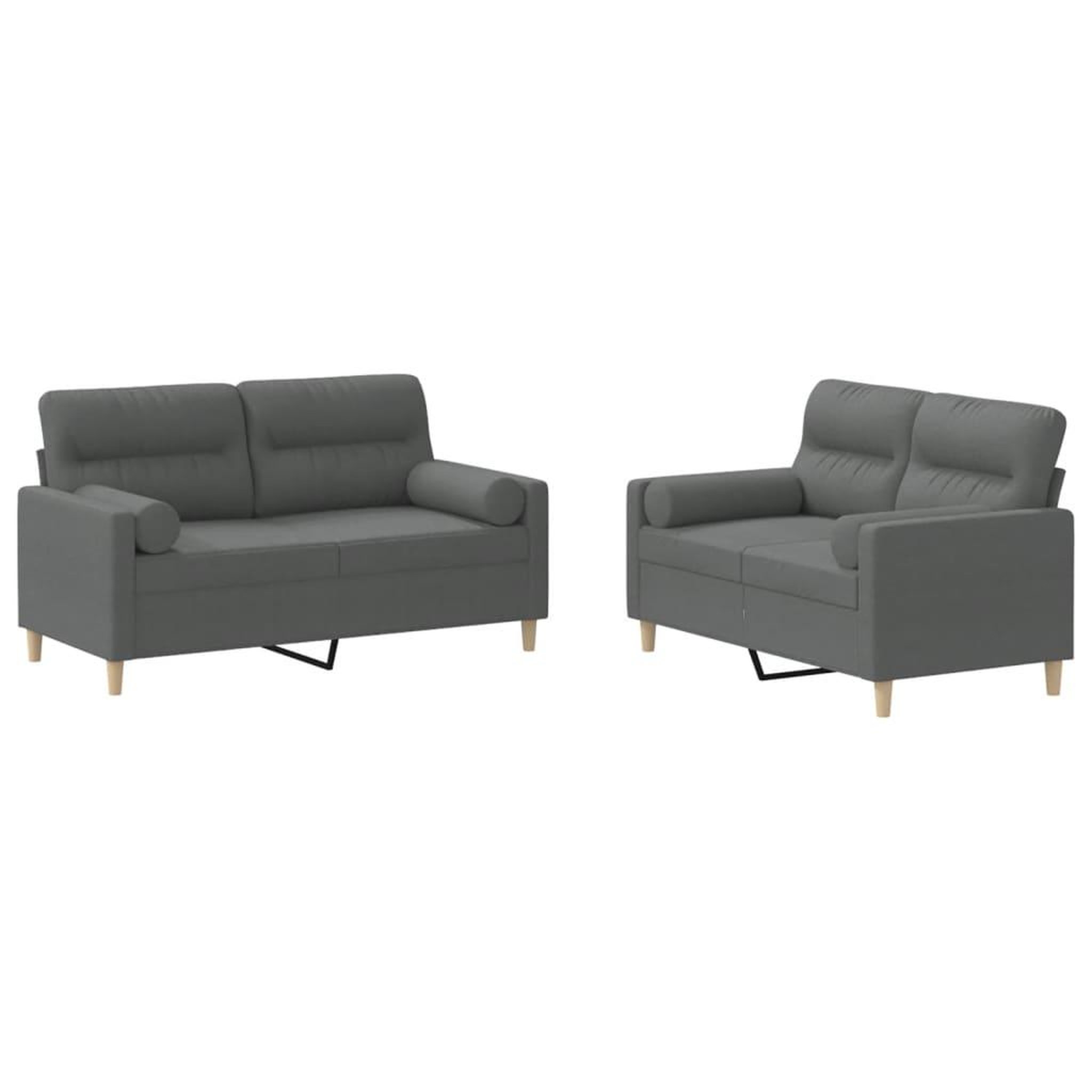 Voir la diapositive 2 : VIDAXL Ensemble de canapes 2 pcs coussins gris fonce tissu
