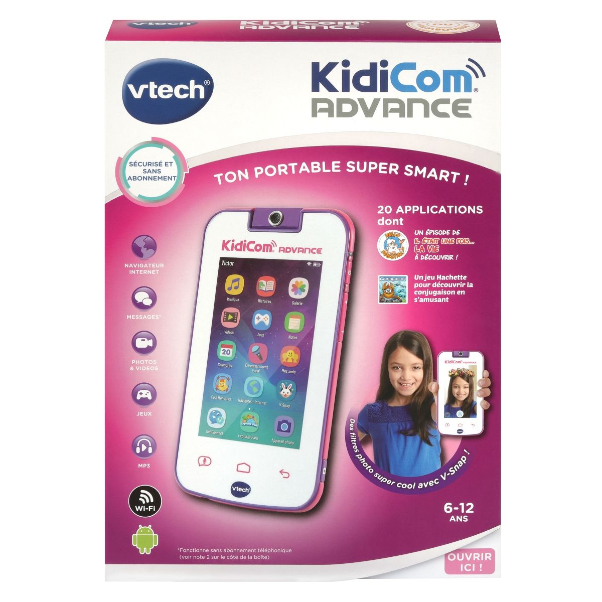 VTECH Portable KidiCom Advance blanc et rose