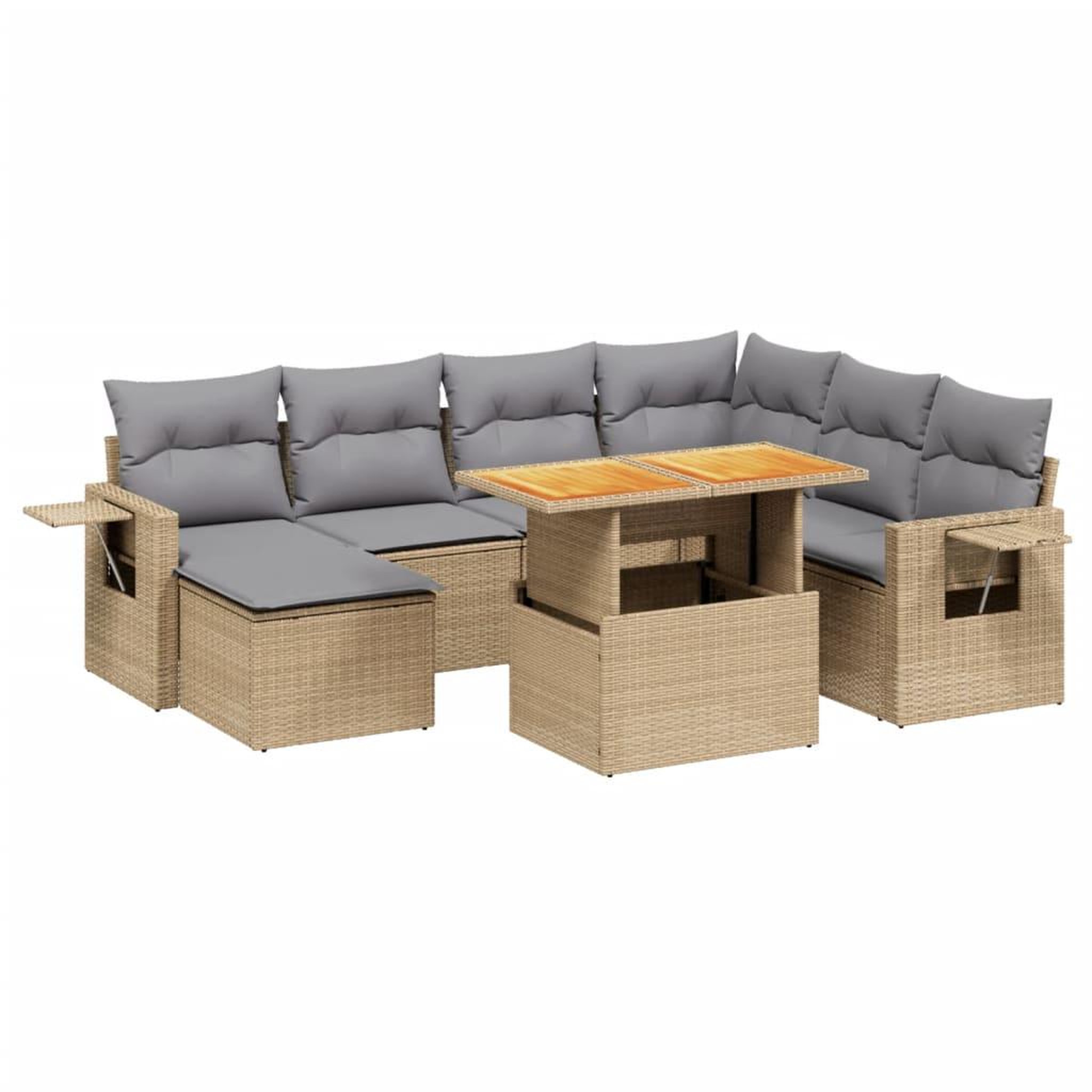 Voir la diapositive 2 : VIDAXL Salon de jardin avec coussins 8 pcs beige resine tressee