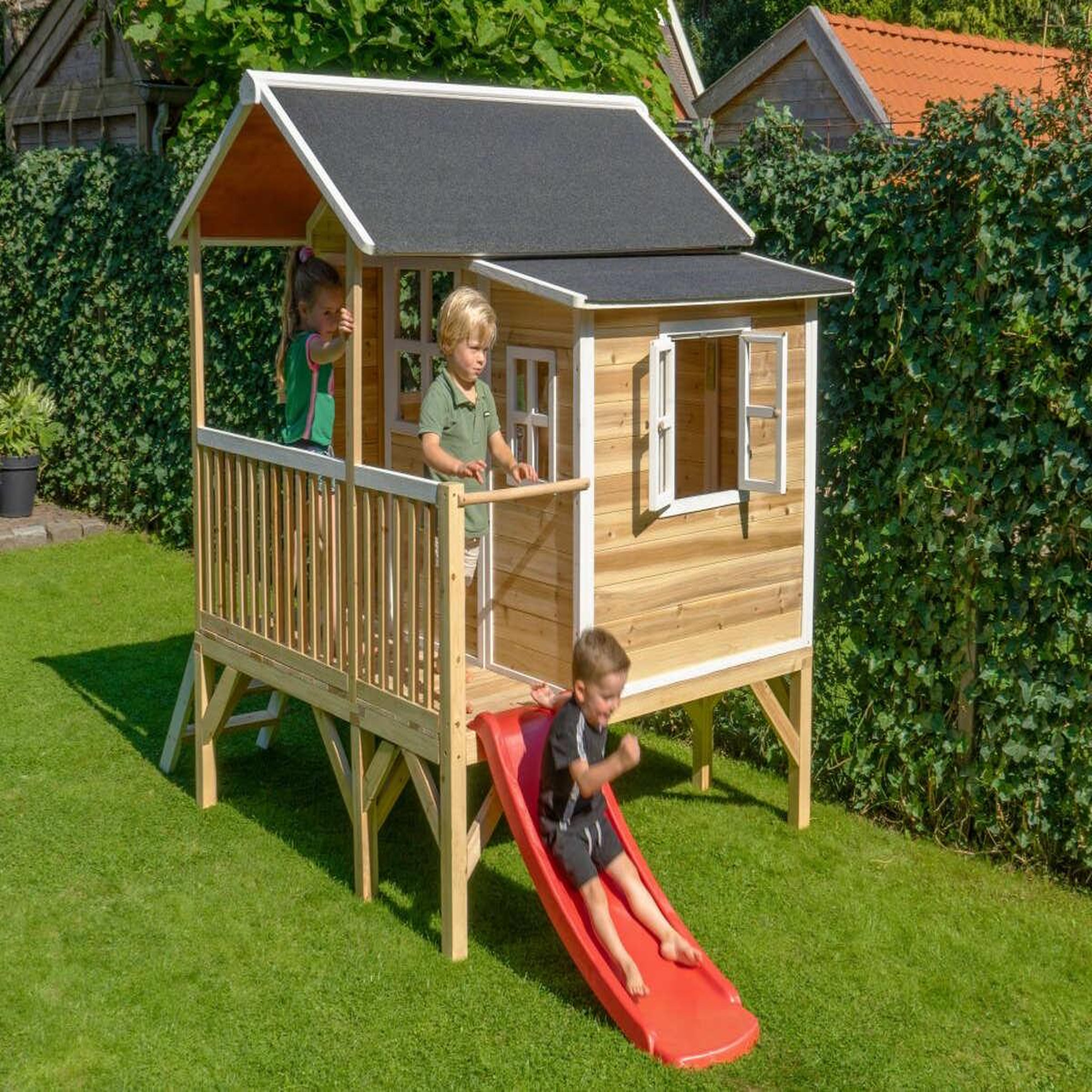 Voir la diapositive 5 : EXIT TOYS Maisonnette en bois pour enfants loft 350 naturel - exit toys