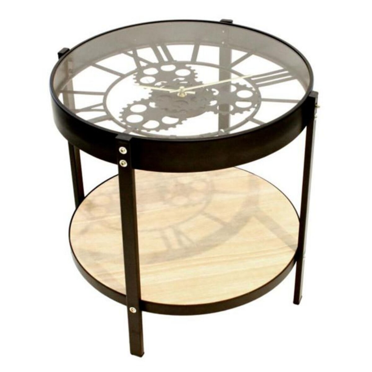Paris Prix Table d'Appoint Design  Plateau Horloge  40cm Noir