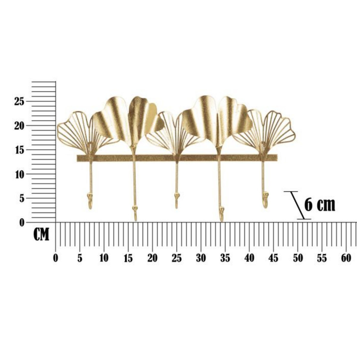 Paris Prix Patère Murale Design 5 Crochets  Leaves  49cm Or