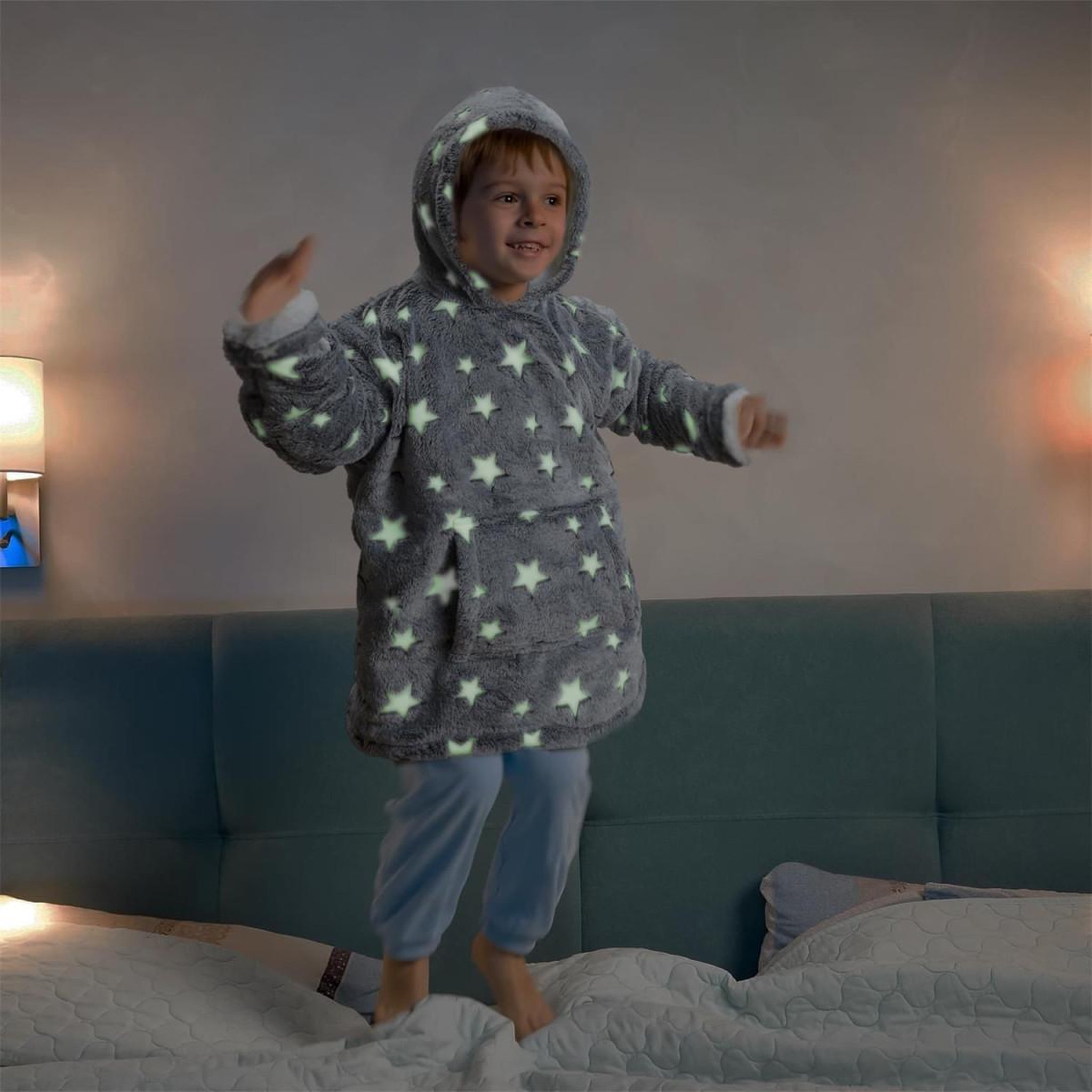 Voir la diapositive 4 : HOME DECO KIDS Plaid sweat enfant  phosphorescent  6-9ans gris