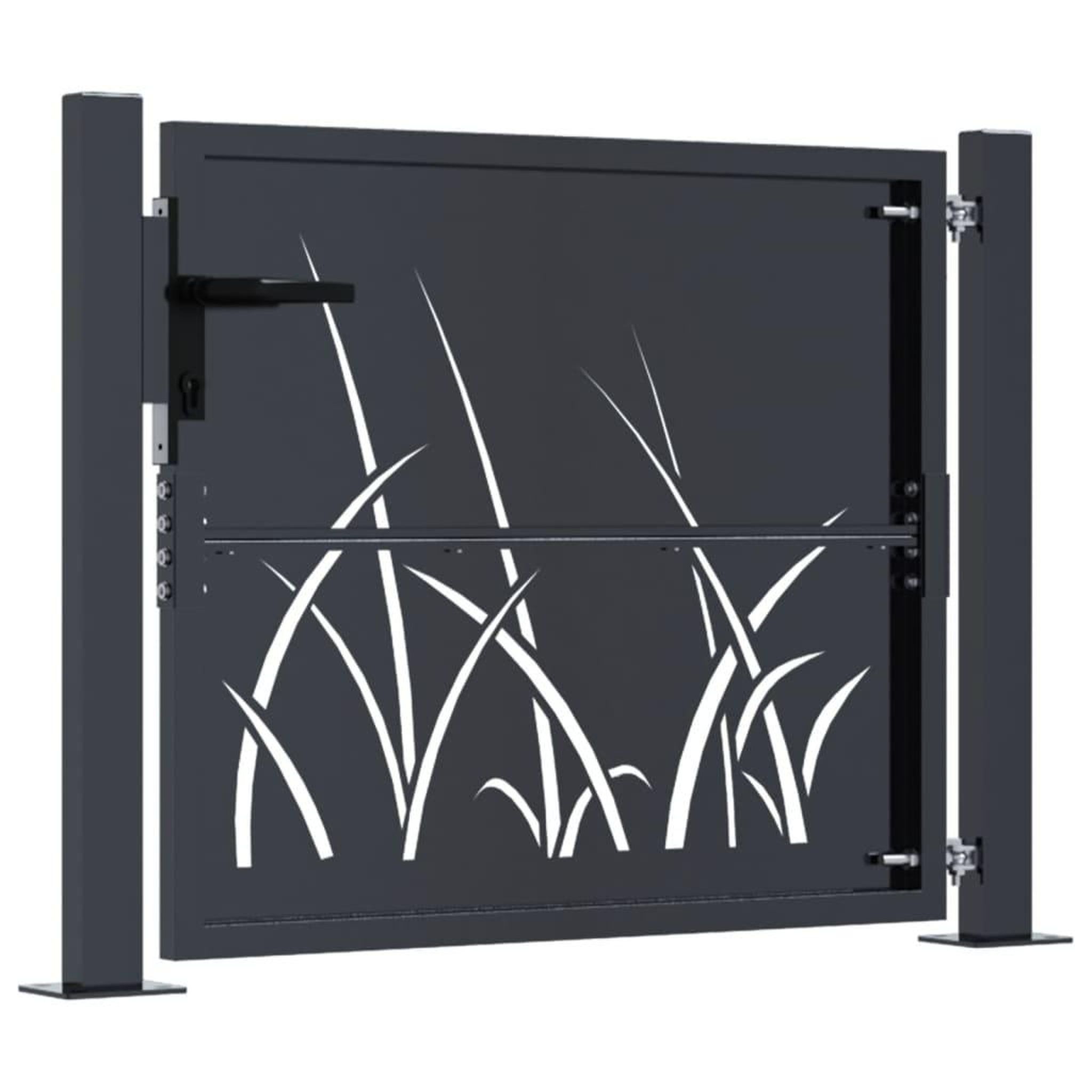 Voir la diapositive 4 : VIDAXL Portail de jardin anthracite 105x80 cm acier conception d'herbe